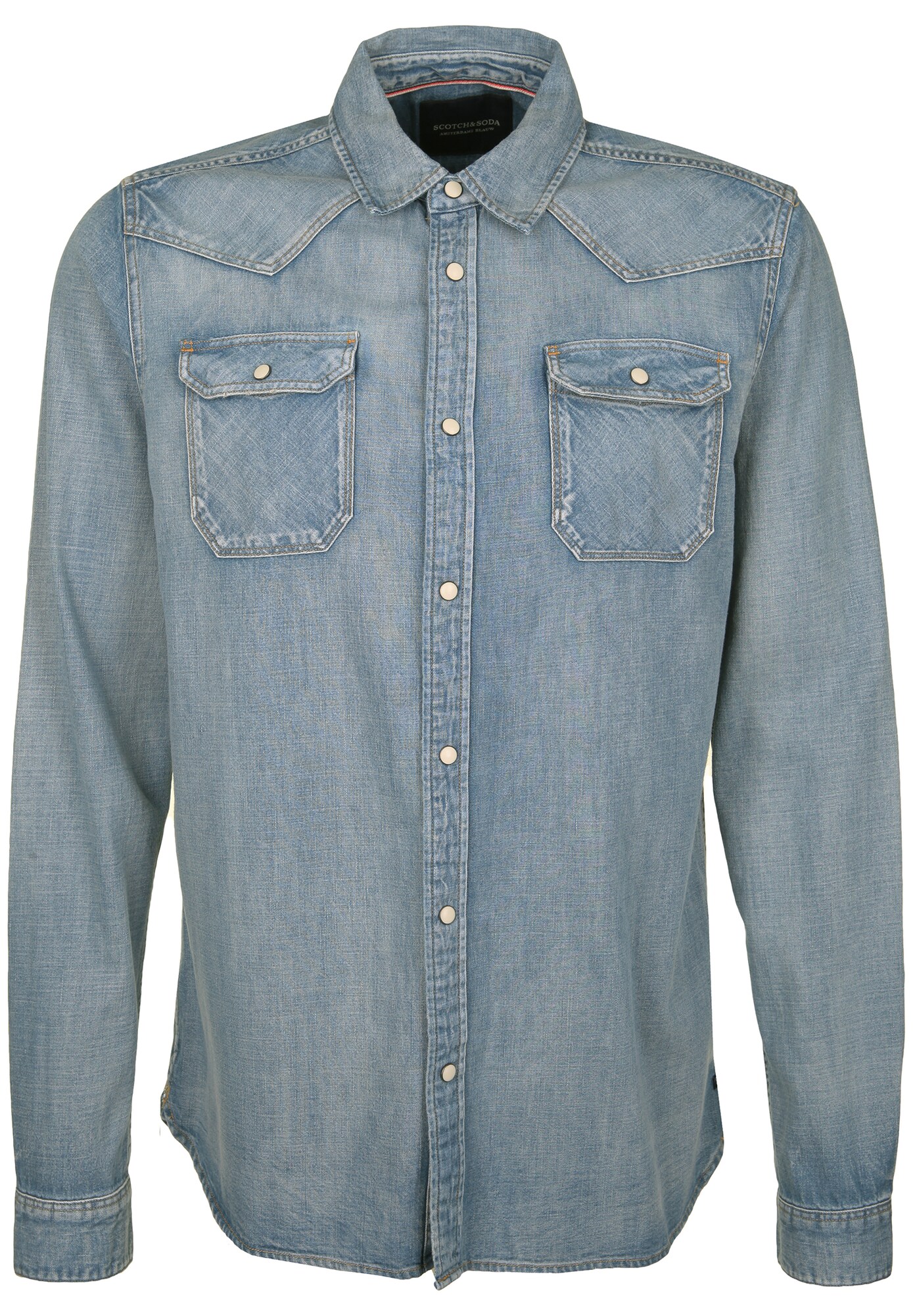 Scotch Soda Heren Overhemd Pastelblauw scotch soda kopen in de aanbieding