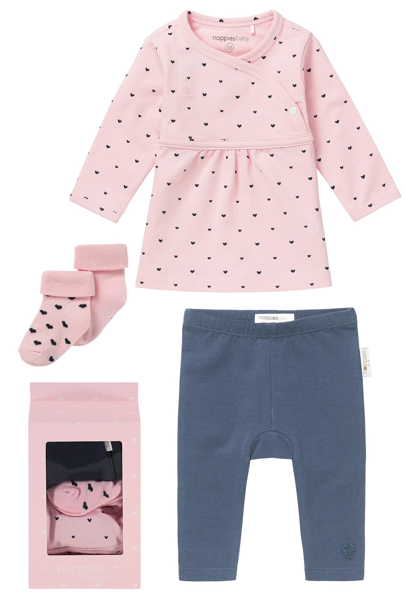 Noppies Meisjes Set Basic Duifblauw Oudroze Zwart noppies kopen in de aanbieding