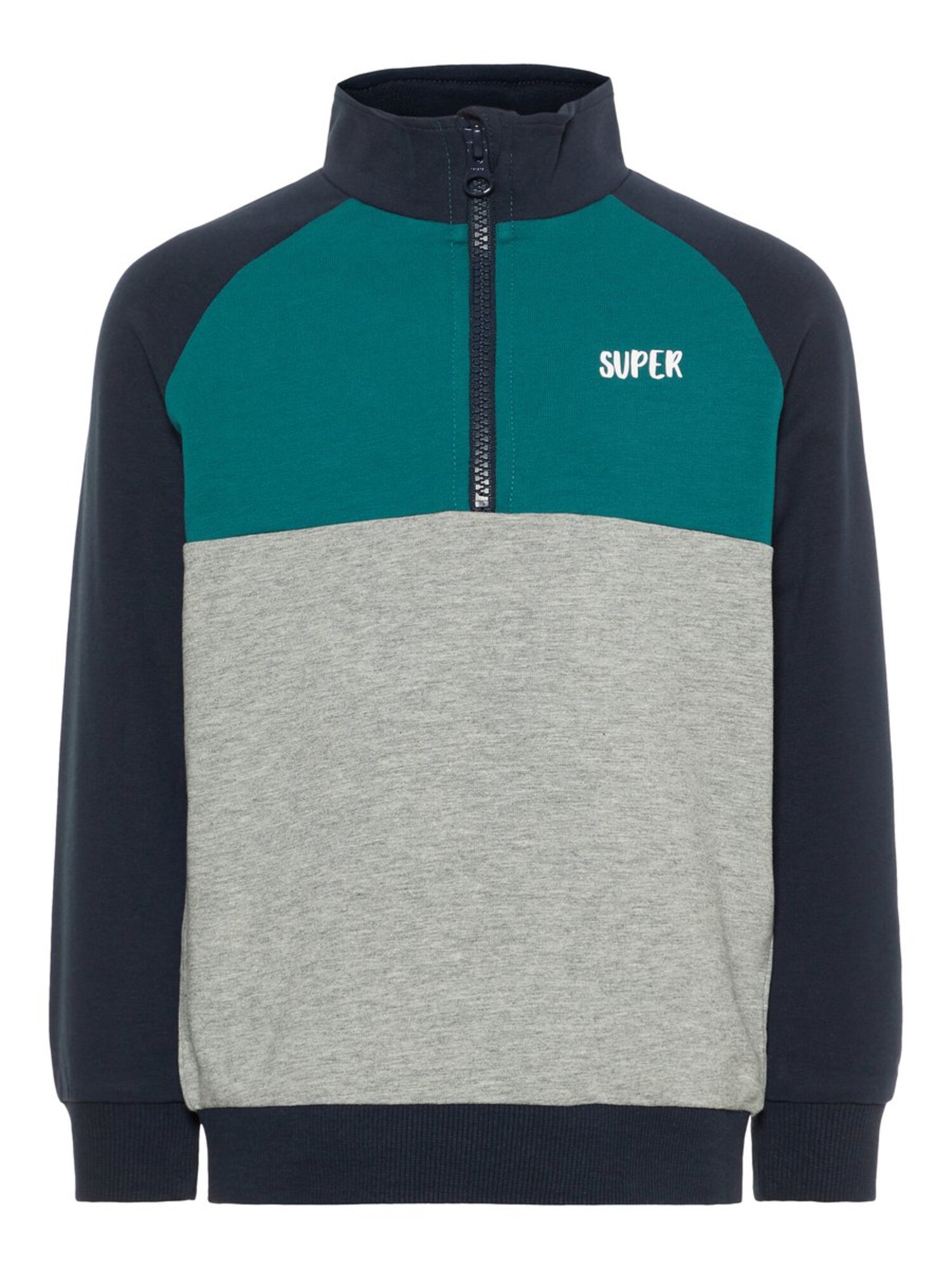 Name It Jongens Sweatshirt Grijs Groen name it kopen in de aanbieding