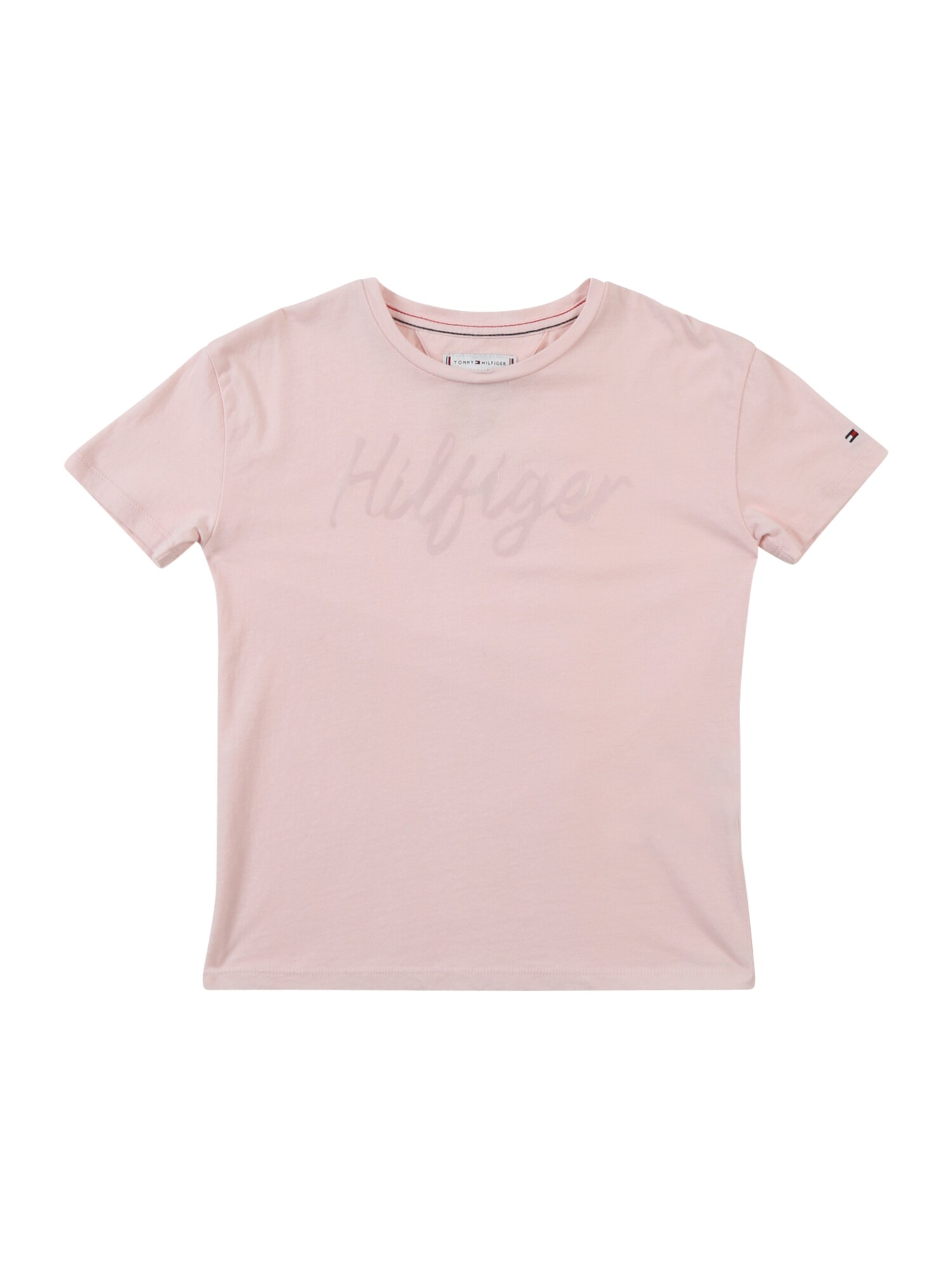 Tommy Hilfiger Meisjes Shirt Sateen Logo Tee Ss Rosa tommy hilfiger kopen in de aanbieding