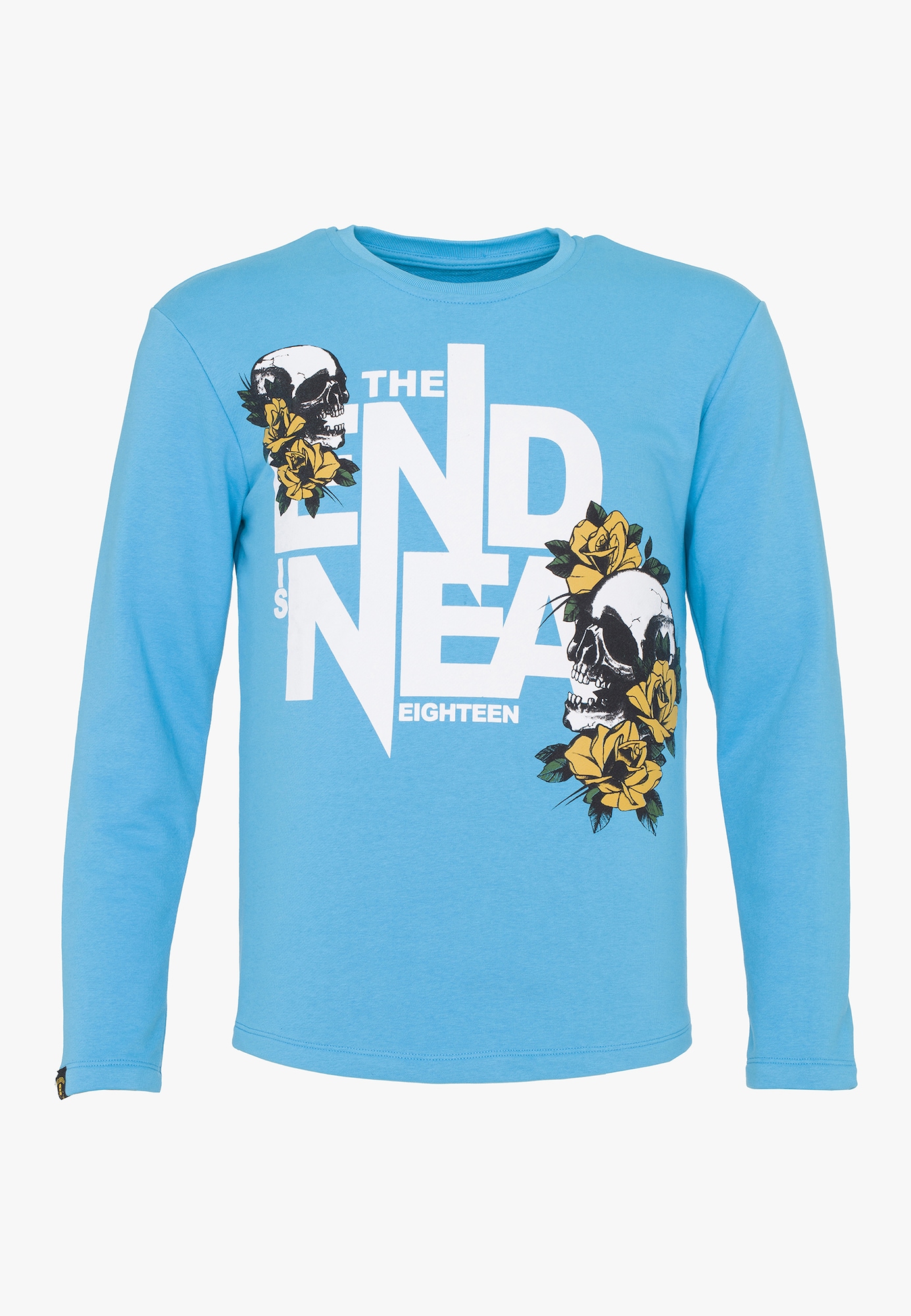 Plus Eighteen Heren Sweatshirt Turquoise Offwhite plus eighteen kopen in de aanbieding