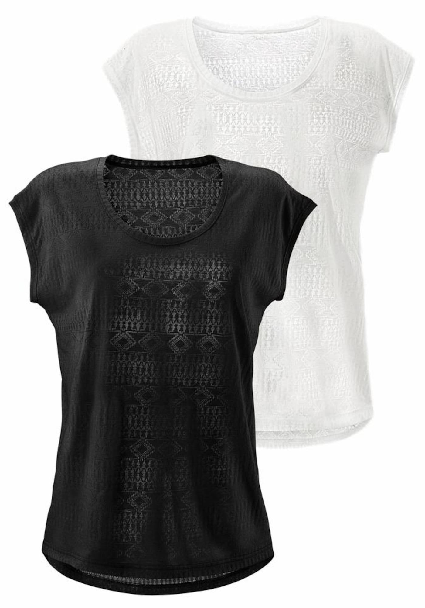 LASCANA Marškinėliai juoda / balta
