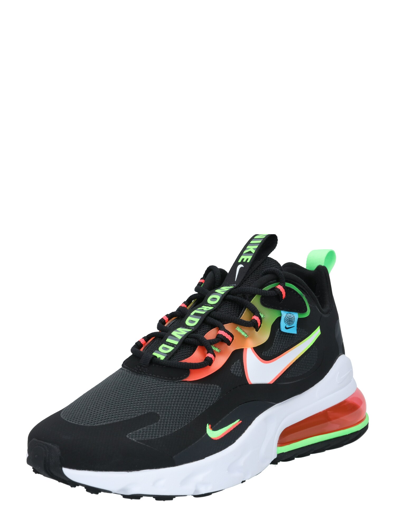 Nike Sportswear Sportbačiai be auliuko 'Air Max 270'  juoda / balta / koralų splava / neoninė žalia