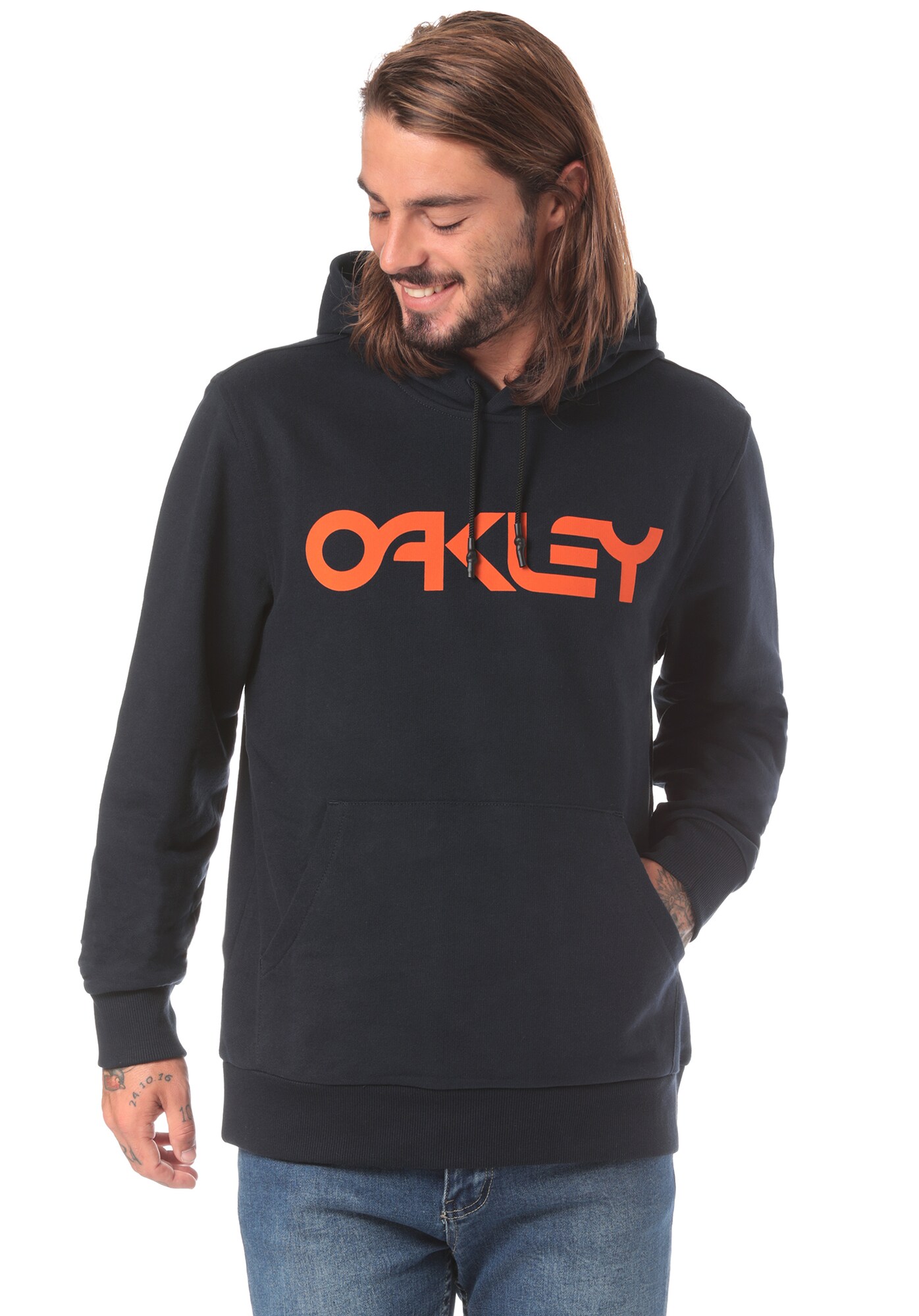 Oakley Heren Sweatshirt Donkerblauw Sinaasappel oakley kopen in de aanbieding