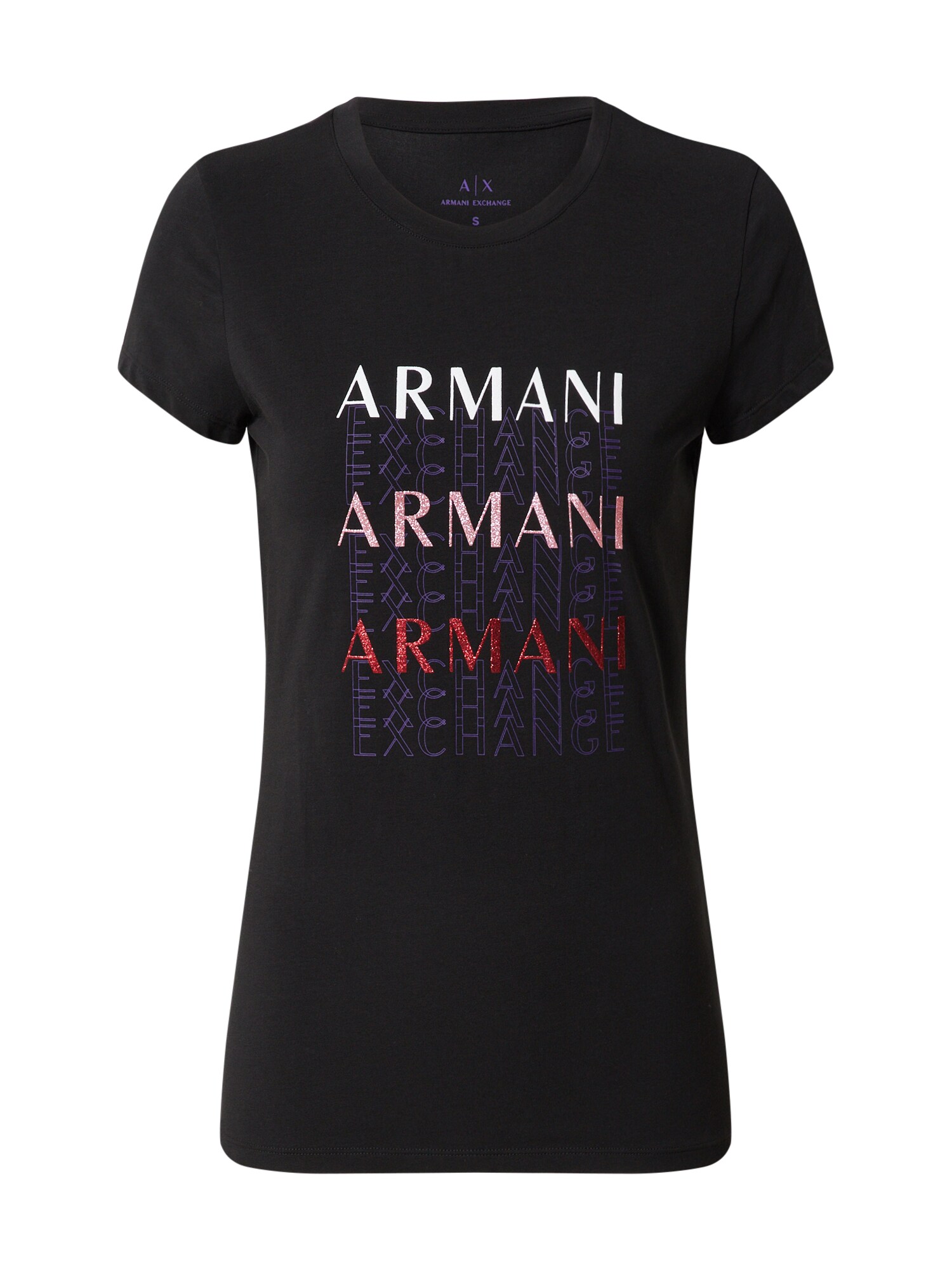 ARMANI EXCHANGE Marškinėliai '6Hytam'  rožinė / juoda