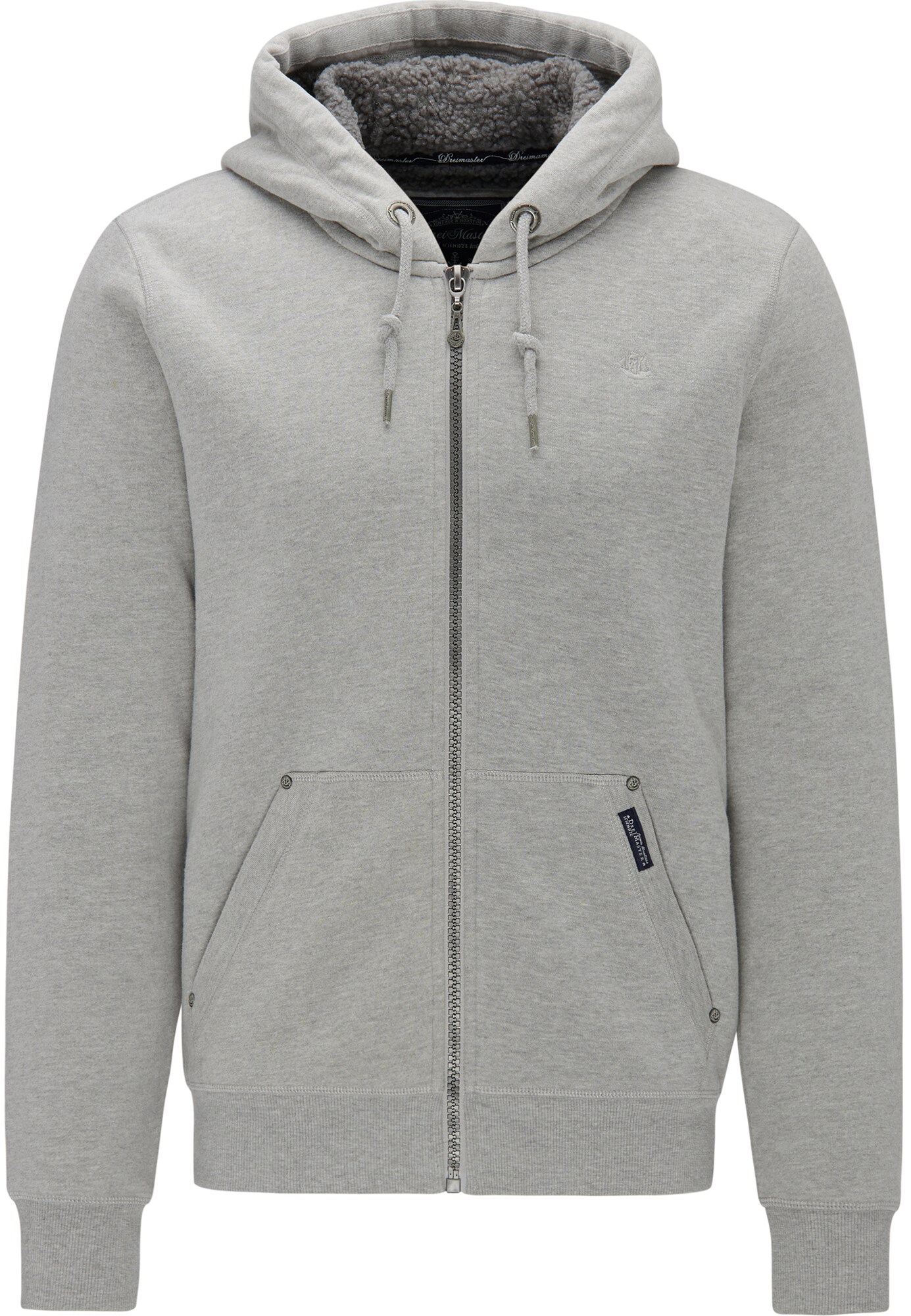 Dreimaster Heren Sweatvest Grijs Gemeleerd dreimaster kopen in de aanbieding