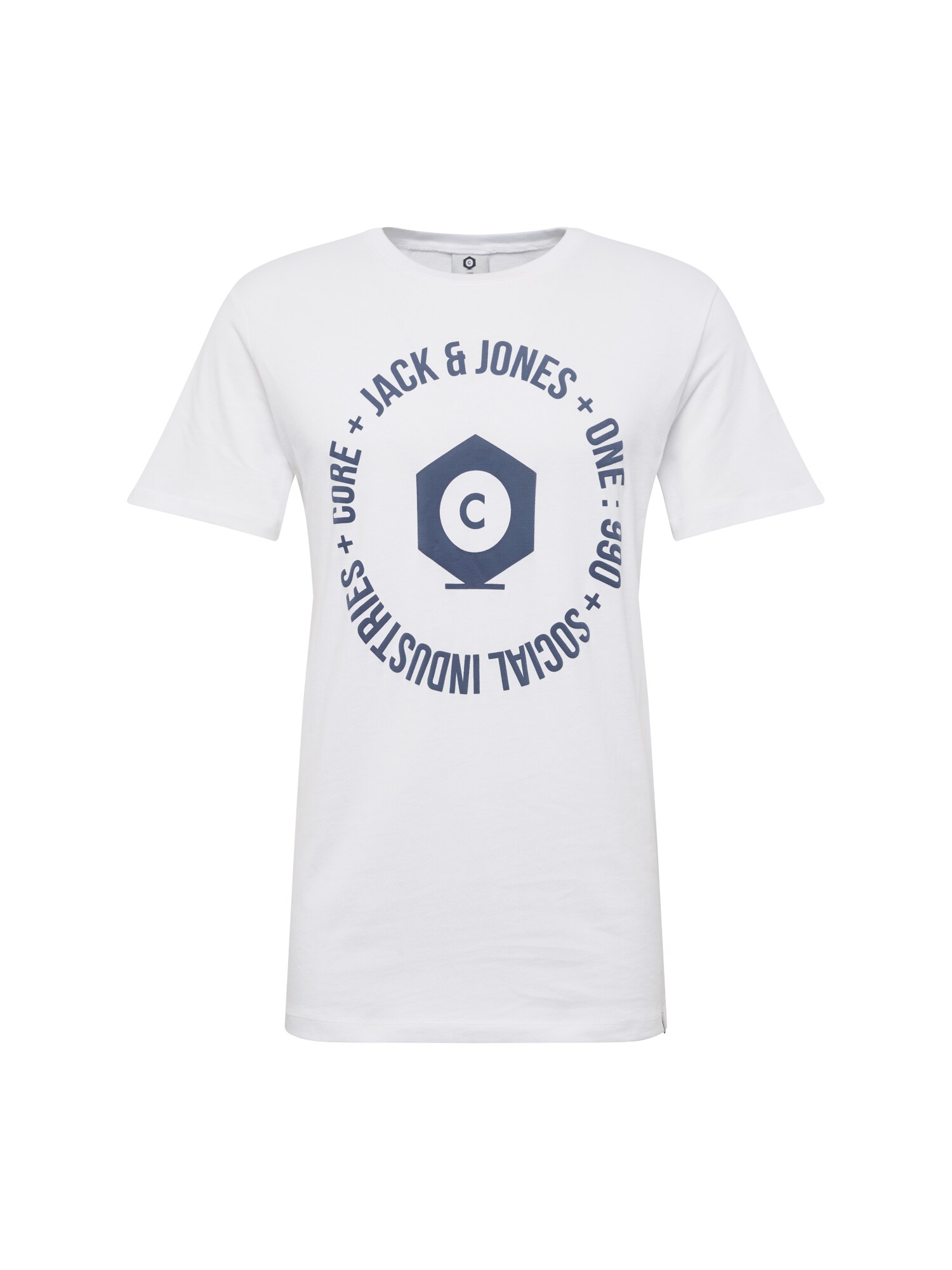 JACK & JONES Marškinėliai 'AUBA TEE'  tamsiai mėlyna / balta
