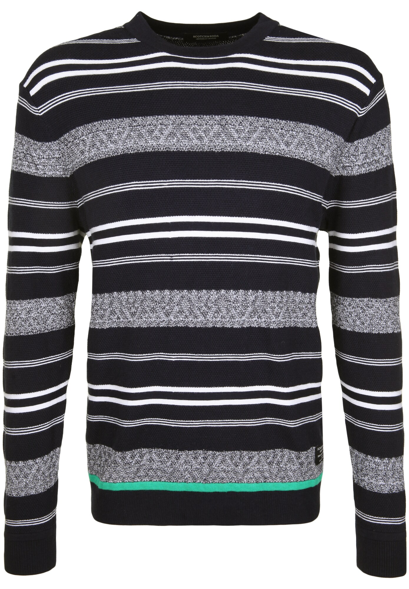 Scotch Soda Heren Trui Kobaltblauw Grijs Gemeleerd Jade Groen Wit scotch soda kopen in de aanbieding
