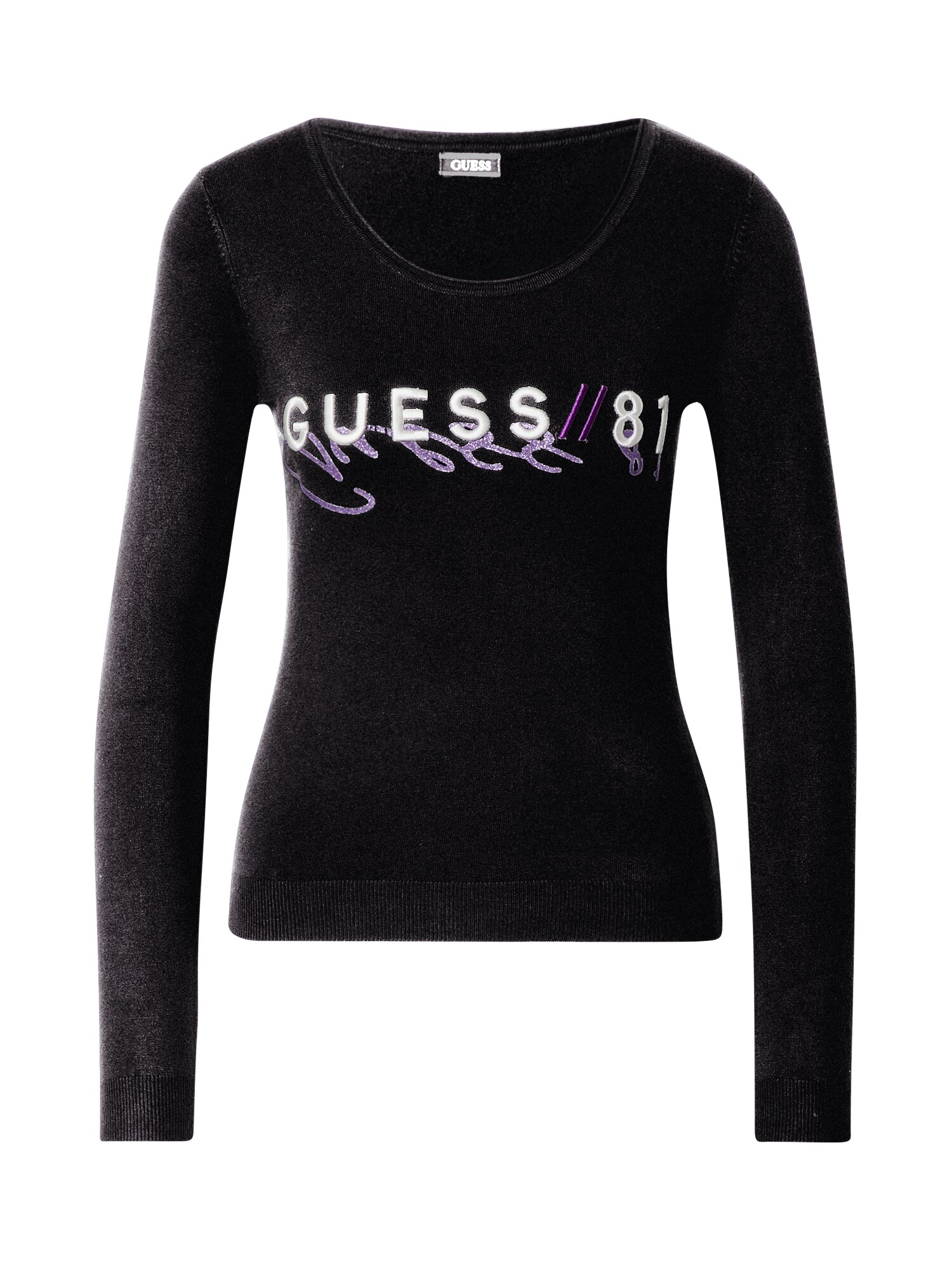 GUESS Megztinis be užsegimo 'ALICE'  balta / juoda