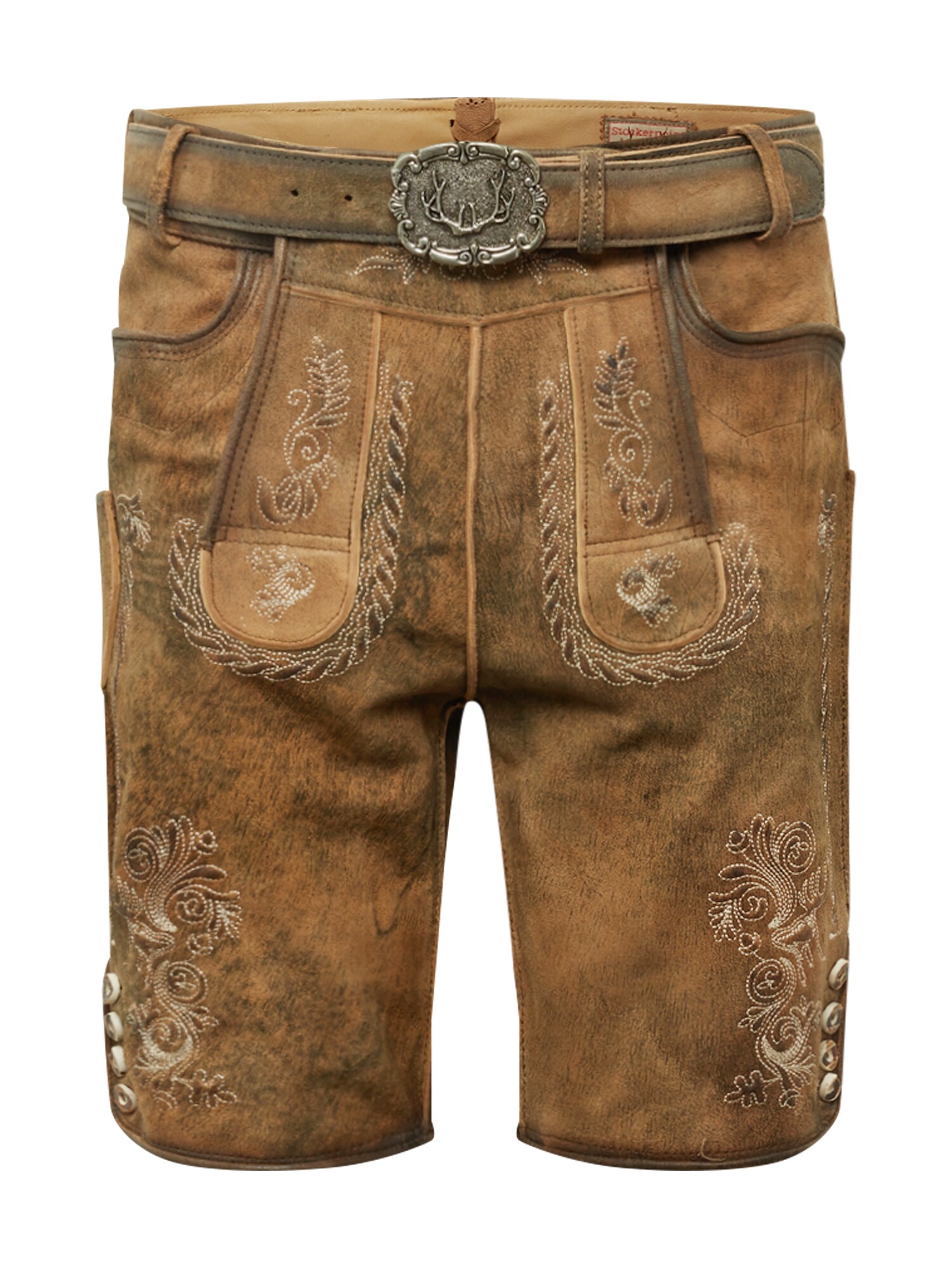 STOCKERPOINT Kelnės su tradiciniais raštais 'Thomas 2' gelsvai pilka spalva / ruda