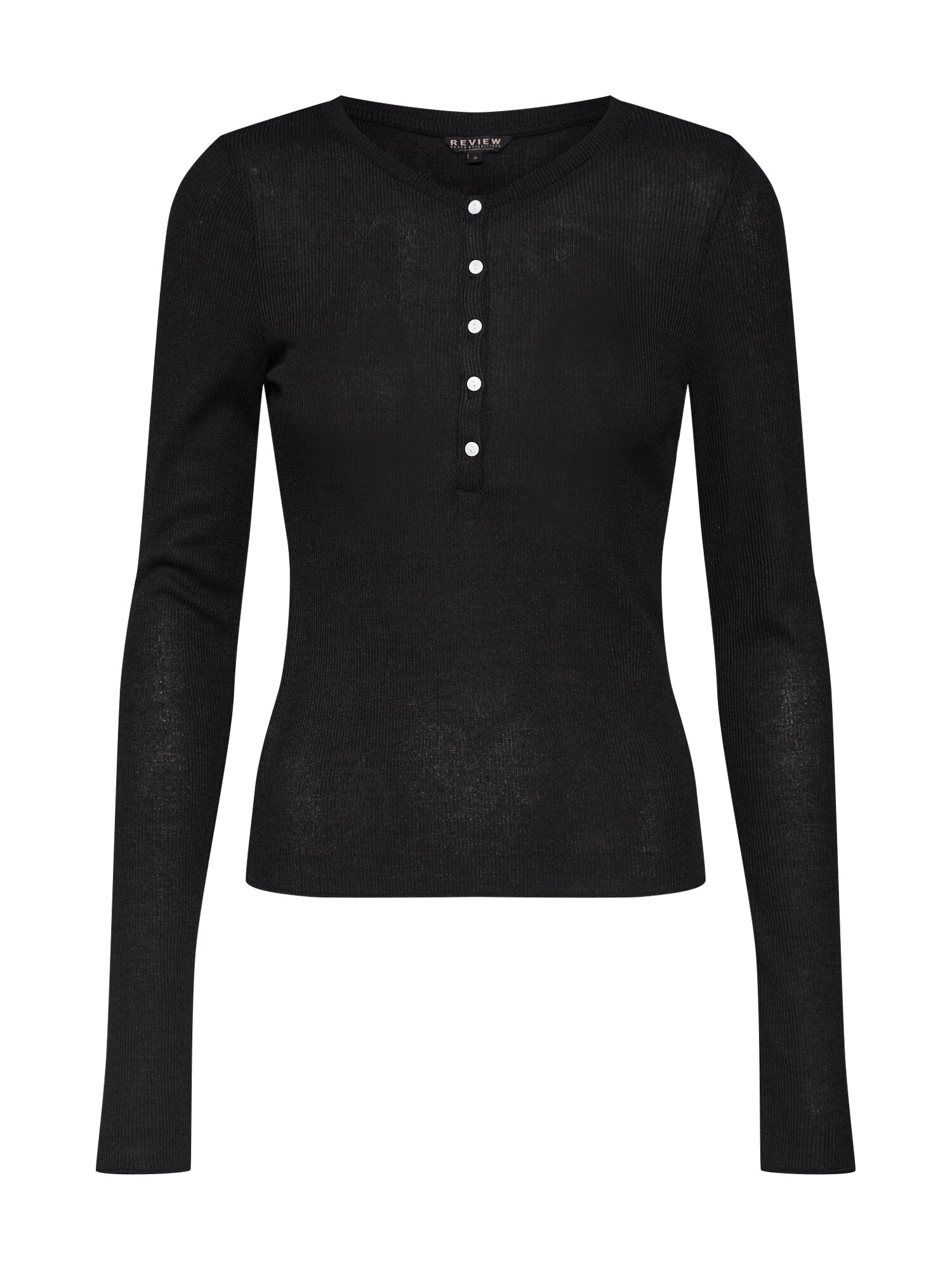 Review Dames Shirt Henley Rib Zwart review kopen in de aanbieding