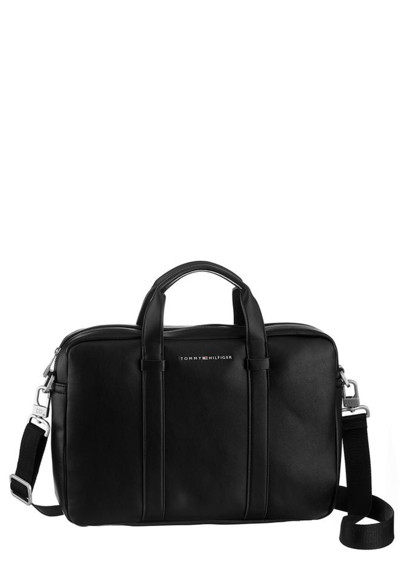 TOMMY HILFIGER Taška na notebook  čierna / strieborná