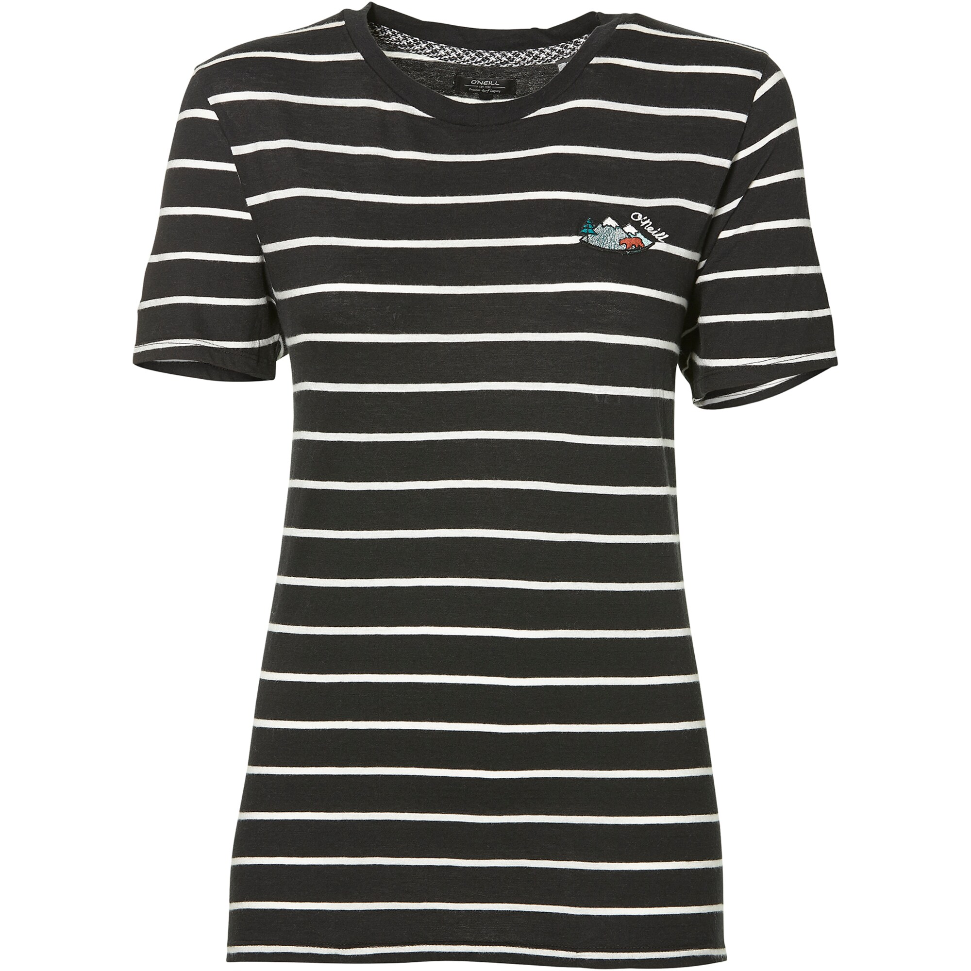 O'NEILL Marškinėliai 'LW PREMIUM STRIPED T-SHIRT'  juoda / balta
