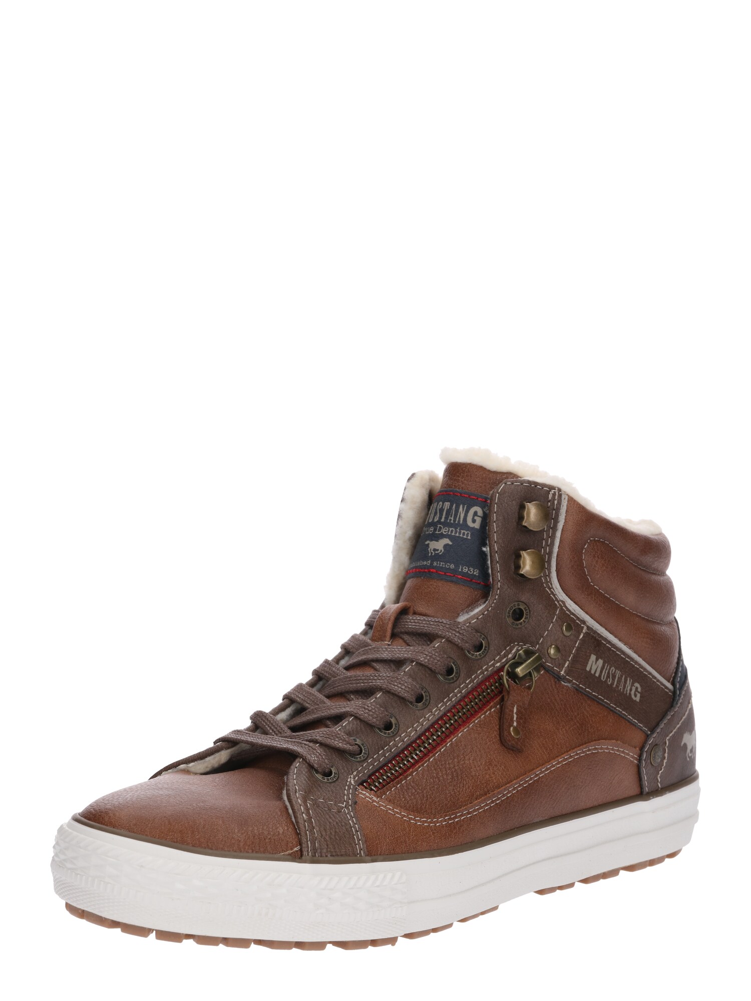 Mustang Heren Sneakers Hoog Cognac mustang kopen in de aanbieding