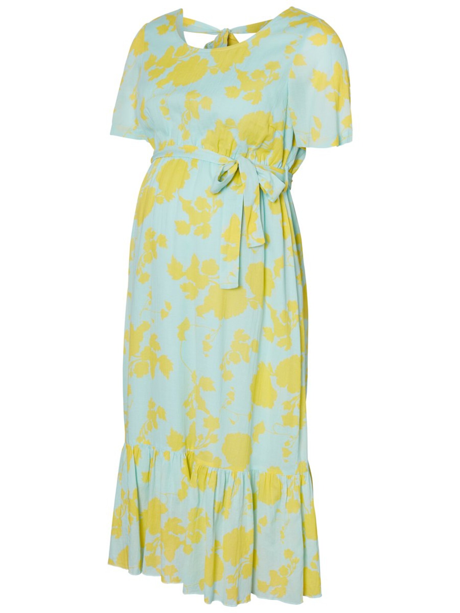 Mamalicious Dames Jurk Mayse Lichtblauw Mosterd mamalicious kopen in de aanbieding