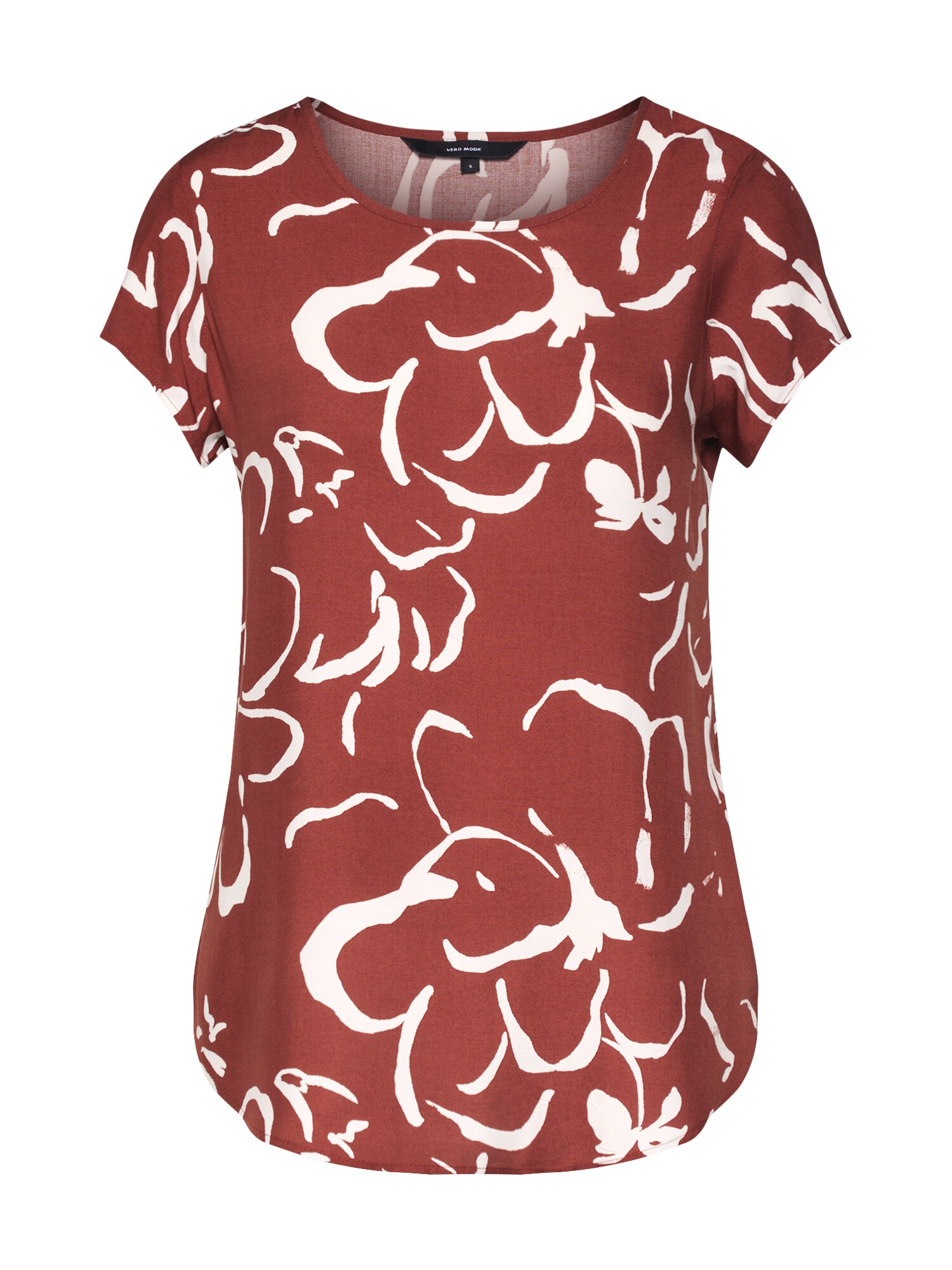 Vero Moda Dames Blouse Boca Roestbruin Natuurwit vero moda kopen in de aanbieding