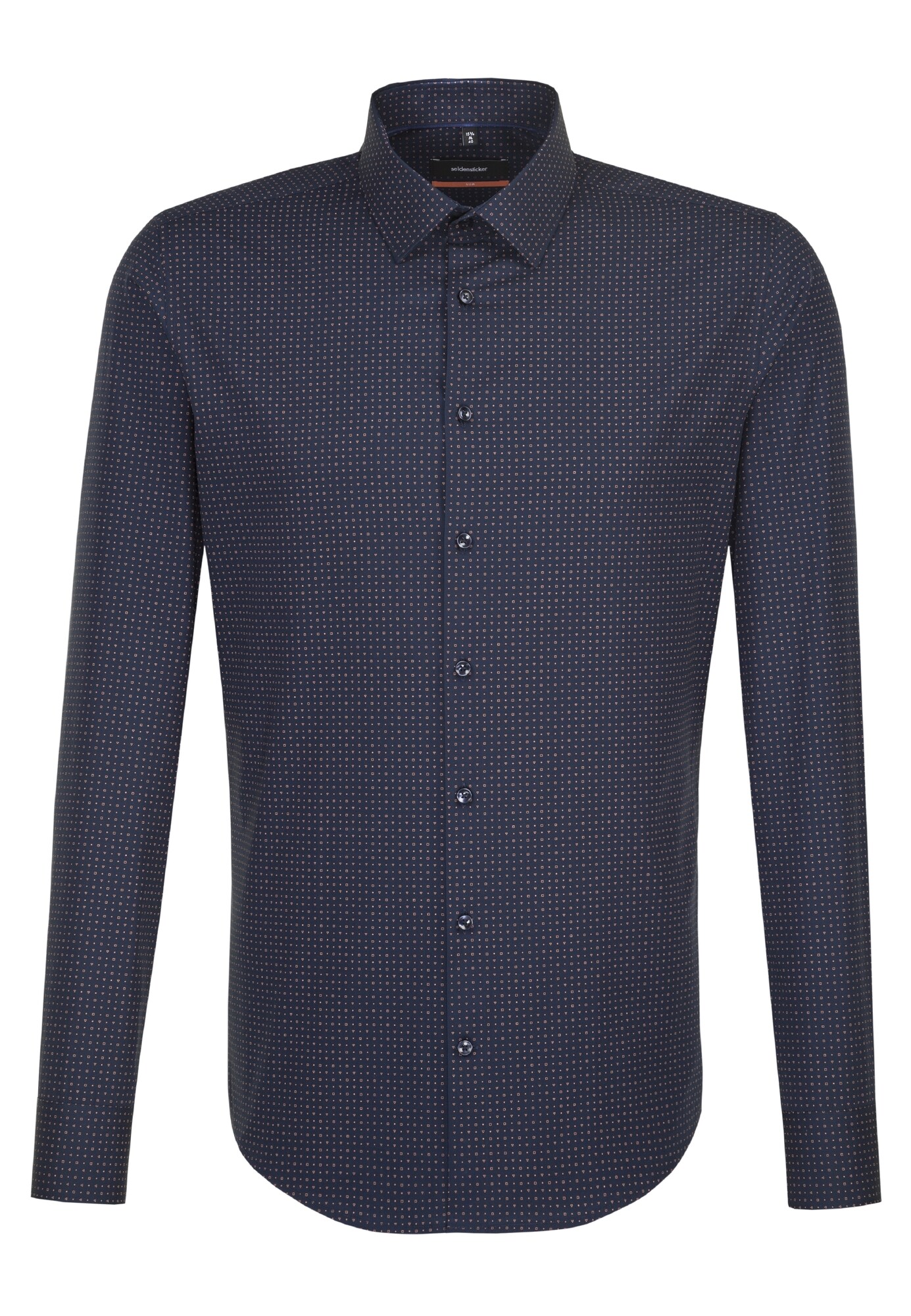 Seidensticker Heren Zakelijk Overhemd Slim Donkerblauw Sinaasappel seidensticker kopen in de aanbieding