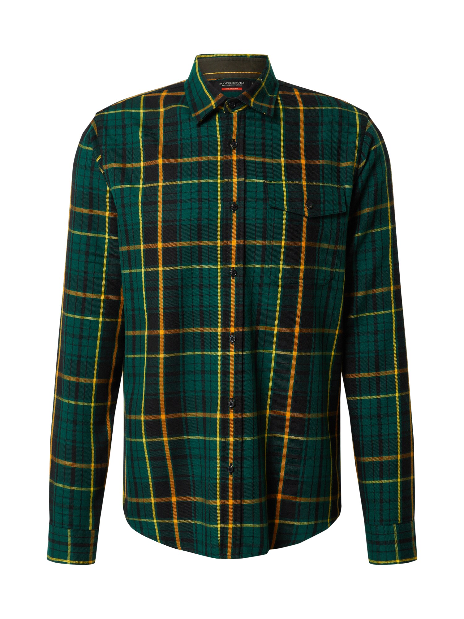 SCOTCH & SODA Dalykiniai marškiniai  juoda / smaragdinė spalva / geltona