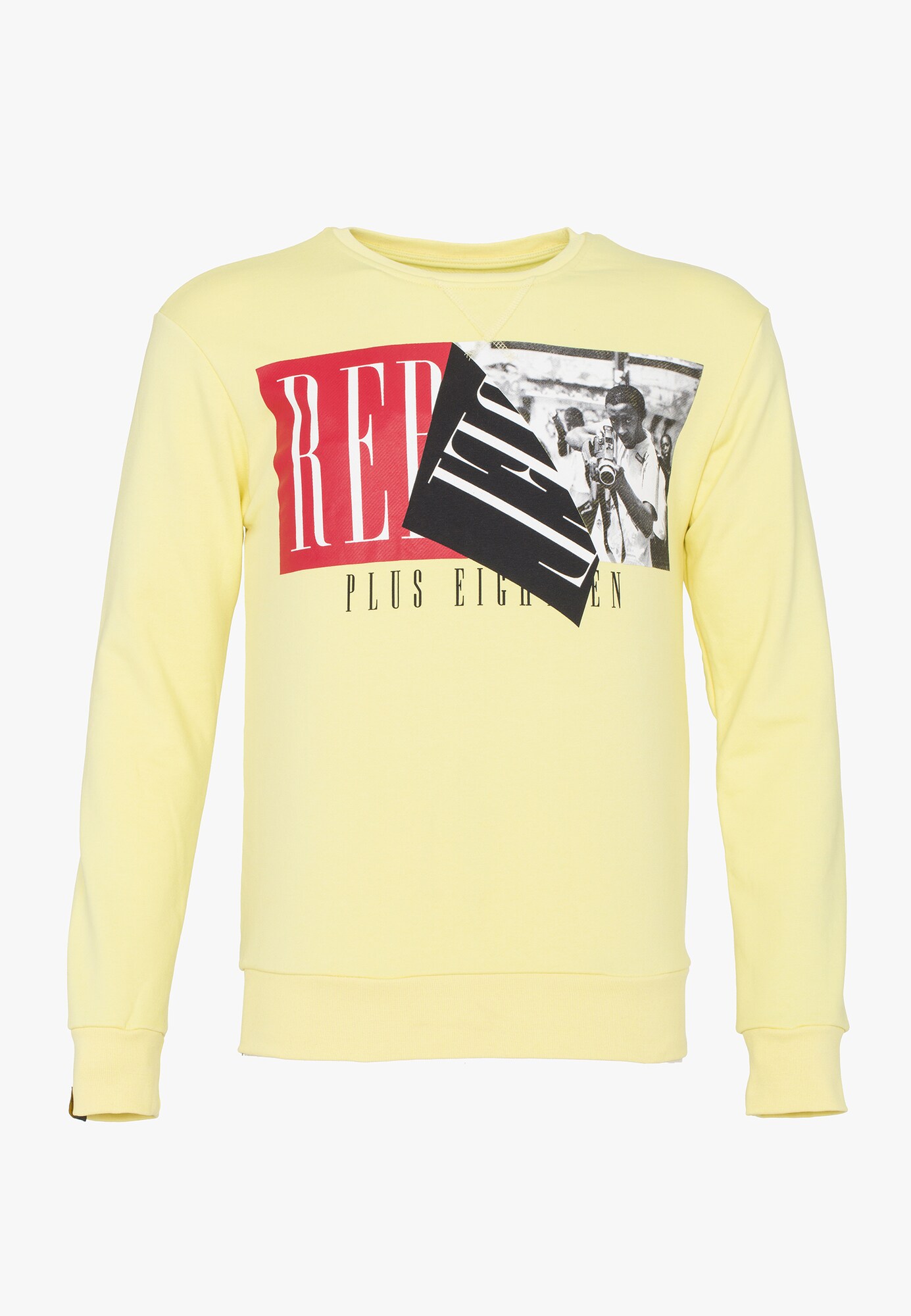 Plus Eighteen Heren Sweatshirt Geel Pasteelgeel plus eighteen kopen in de aanbieding