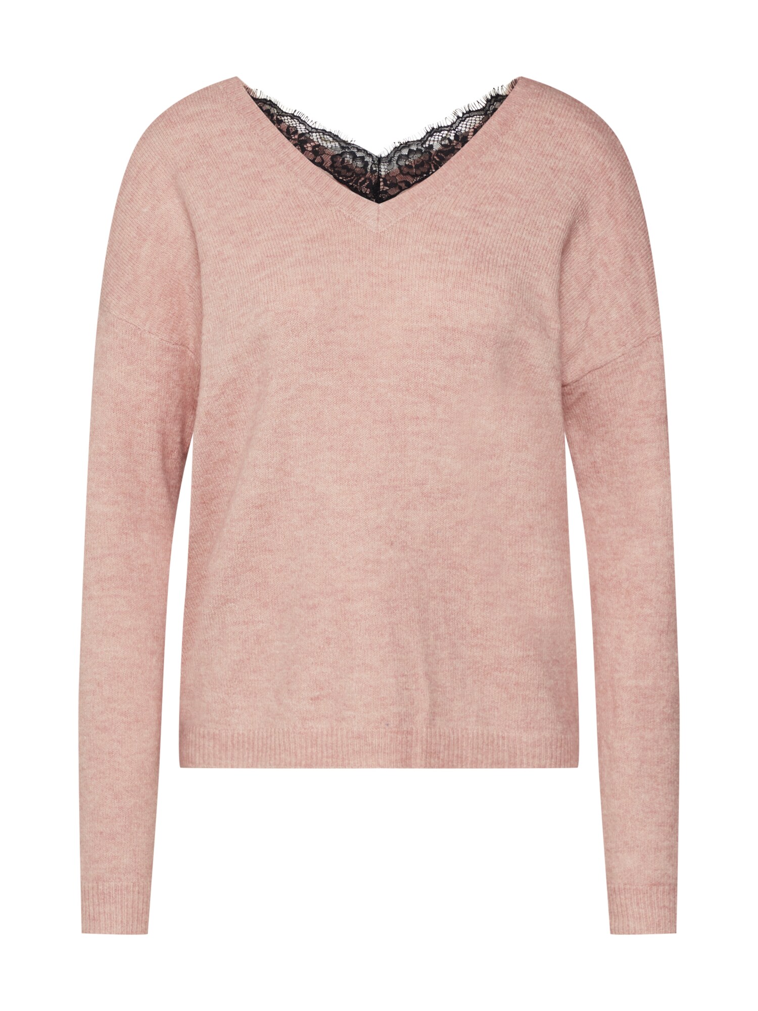 VERO MODA Megztinis 'VMRANA LS V-NECK LACE BACK BLOUSE BOO BF'  rožių spalva