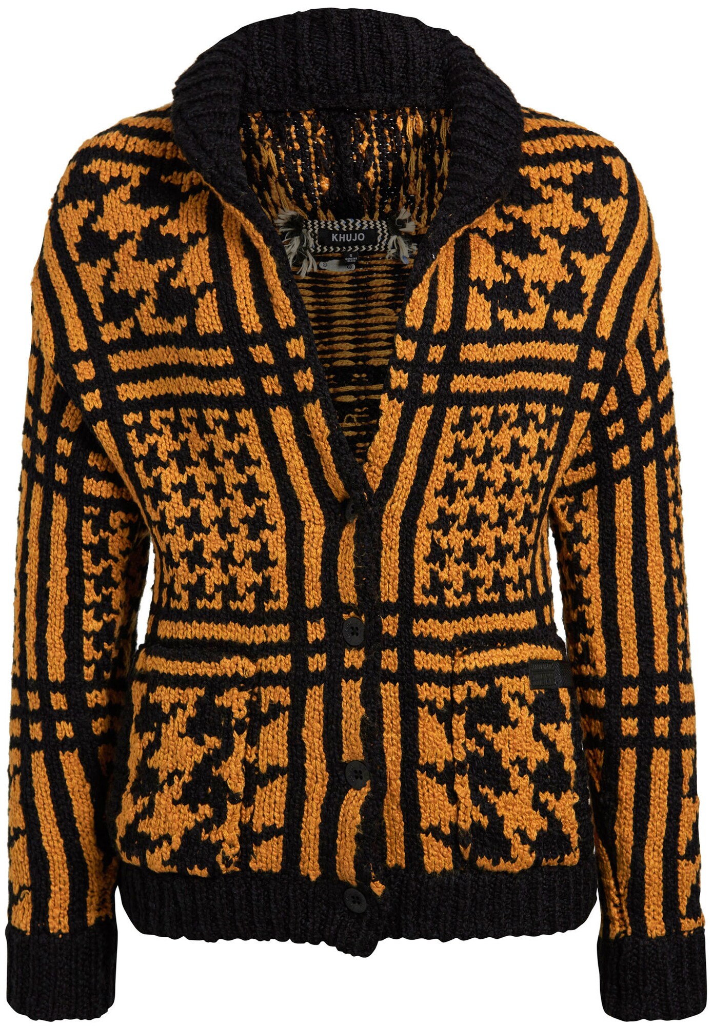 Khujo Dames Gebreid Vest Serena Cognac Zwart khujo kopen in de aanbieding