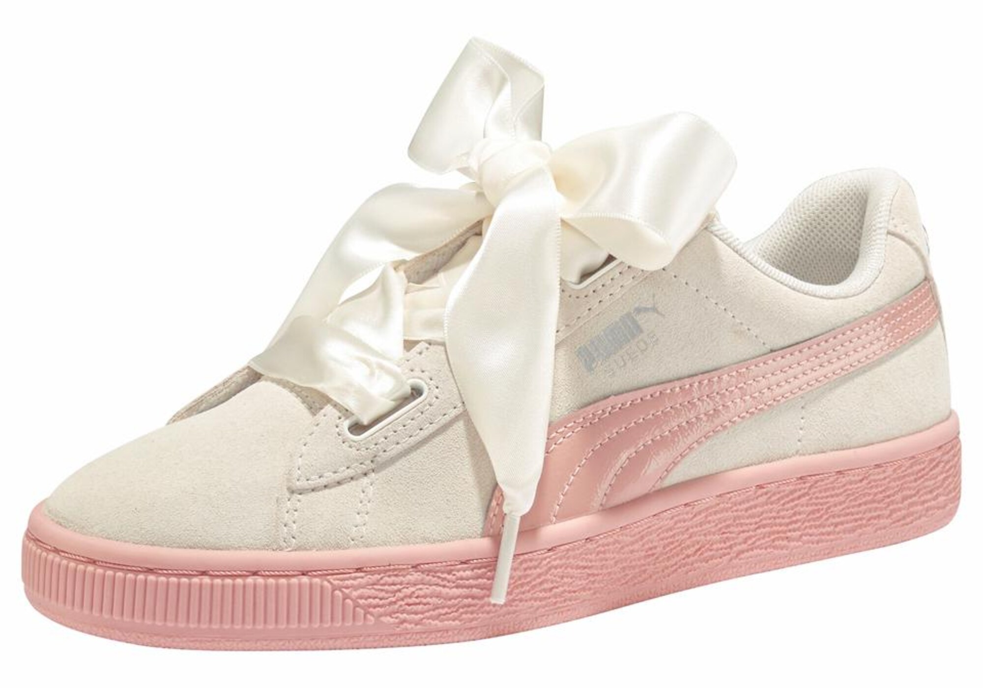 Puma Meisjes Sneakers Suede Heart Jewel Beige Rosa puma kopen in de aanbieding
