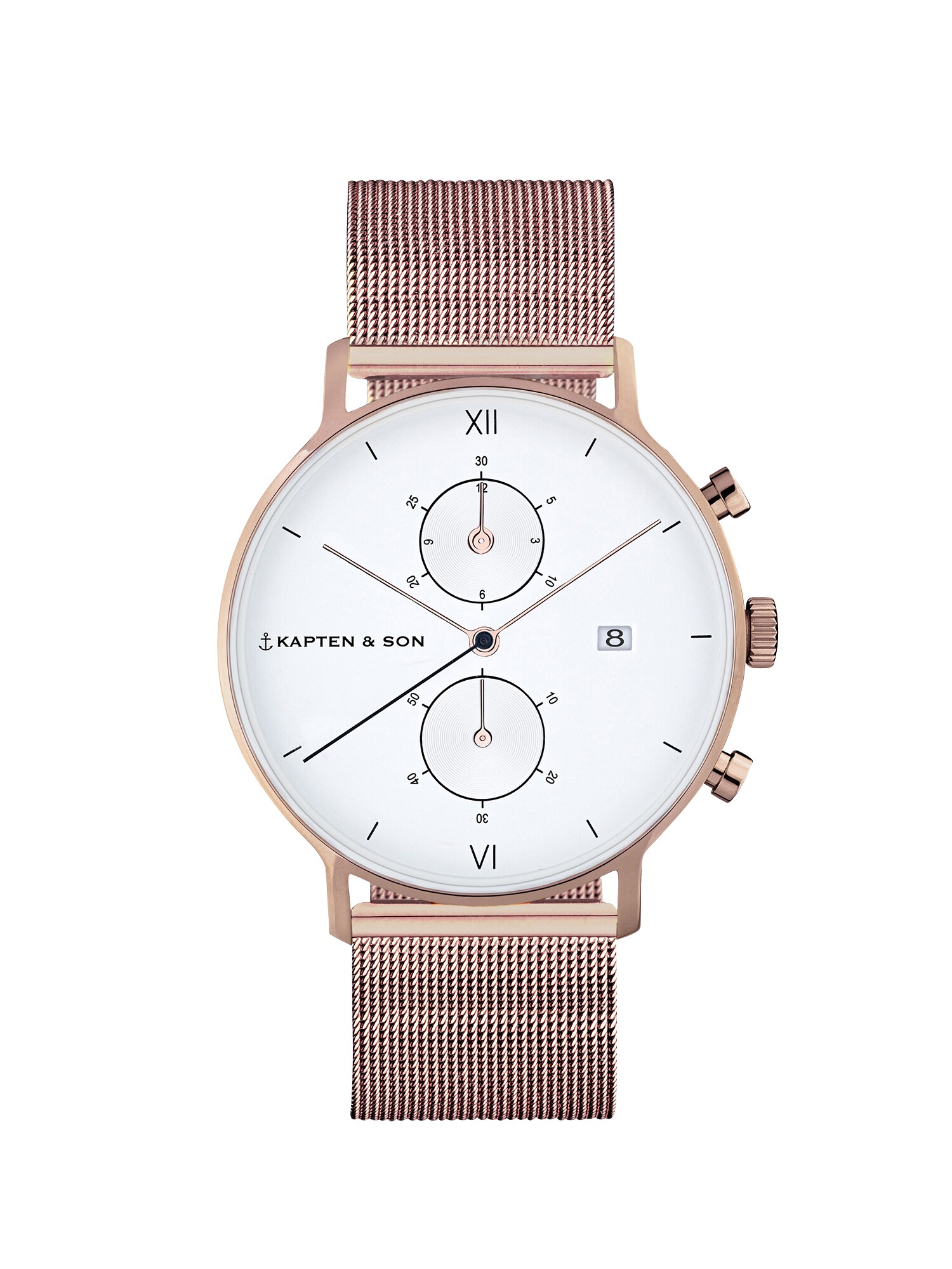 Kapten & Son Analoginis (įprastinio dizaino) laikrodis 'Small Chrono Mesh'  bronzinė / balta