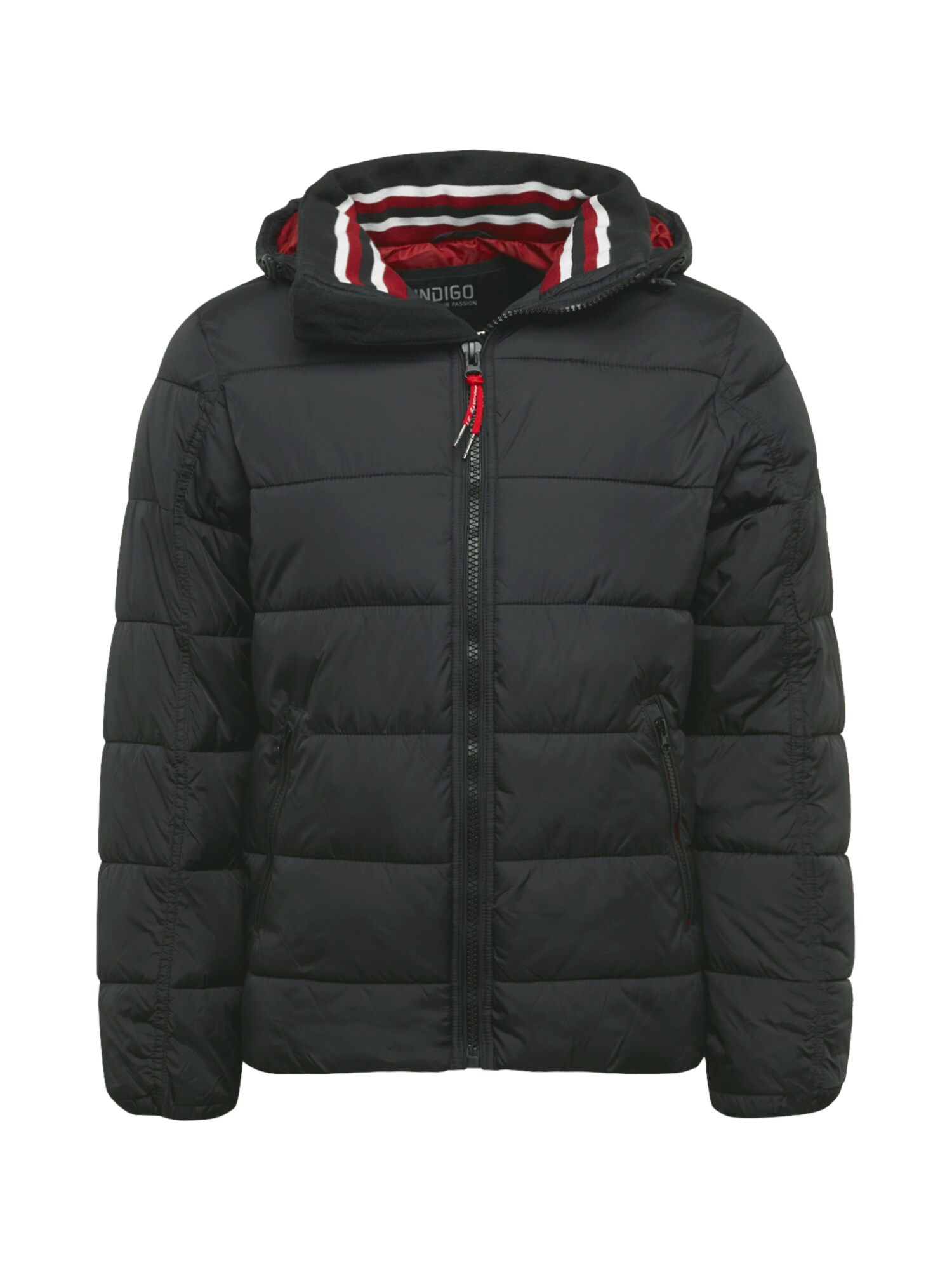INDICODE JEANS Demisezoninė striukė 'Juan Diego'  juoda / raudona / balta