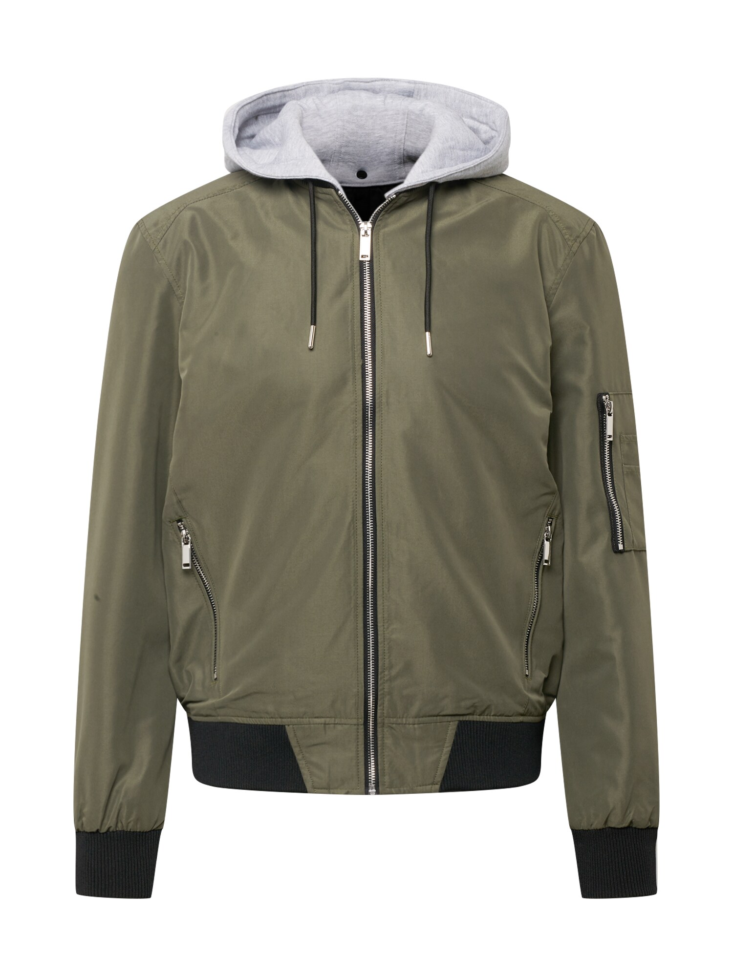 River Island Demisezoninė striukė  rusvai žalia / margai pilka / juoda