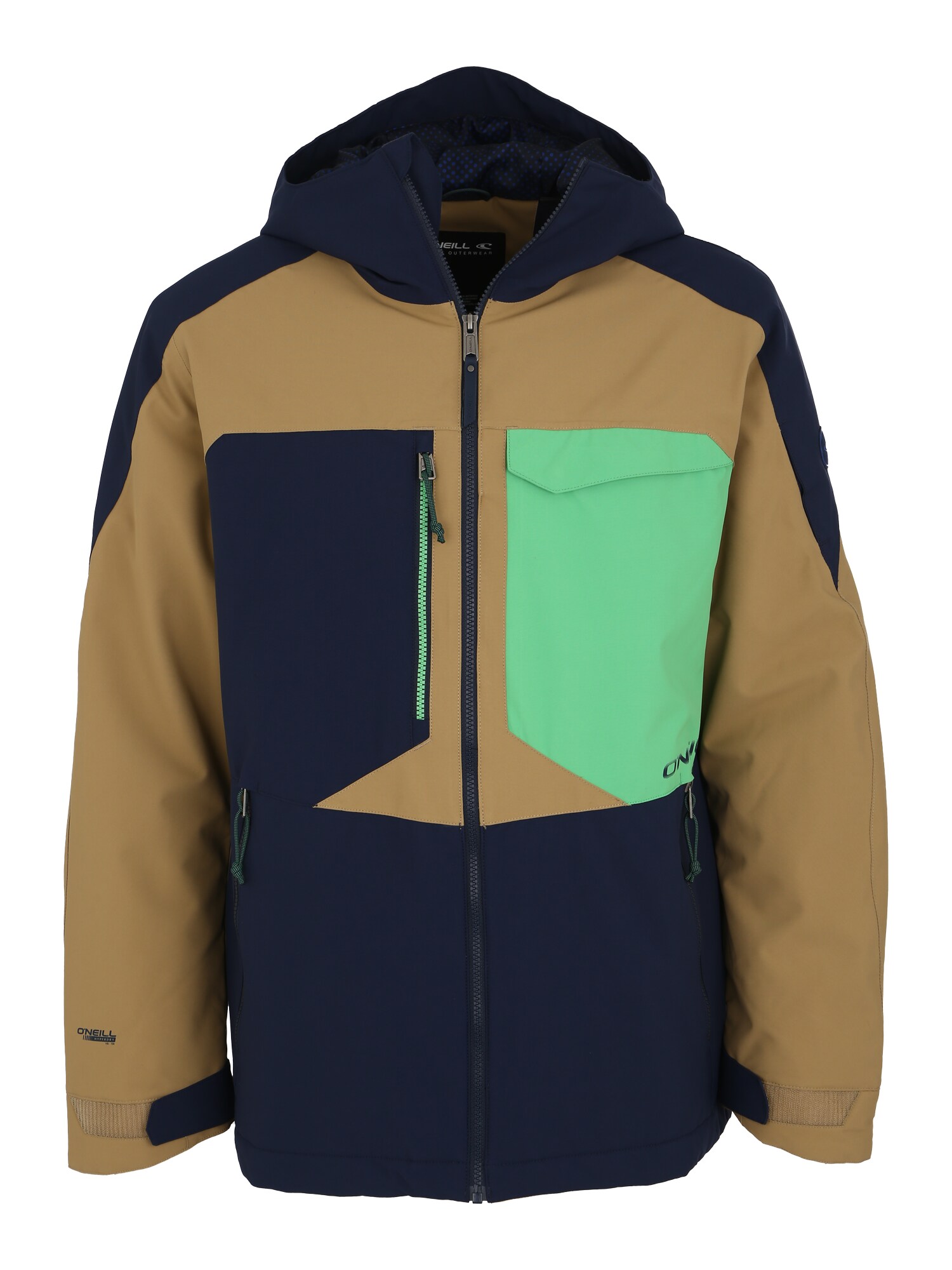 Oneill Heren Outdoorjas Exile Navy Lichtbruin Jade Groen oneill kopen in de aanbieding