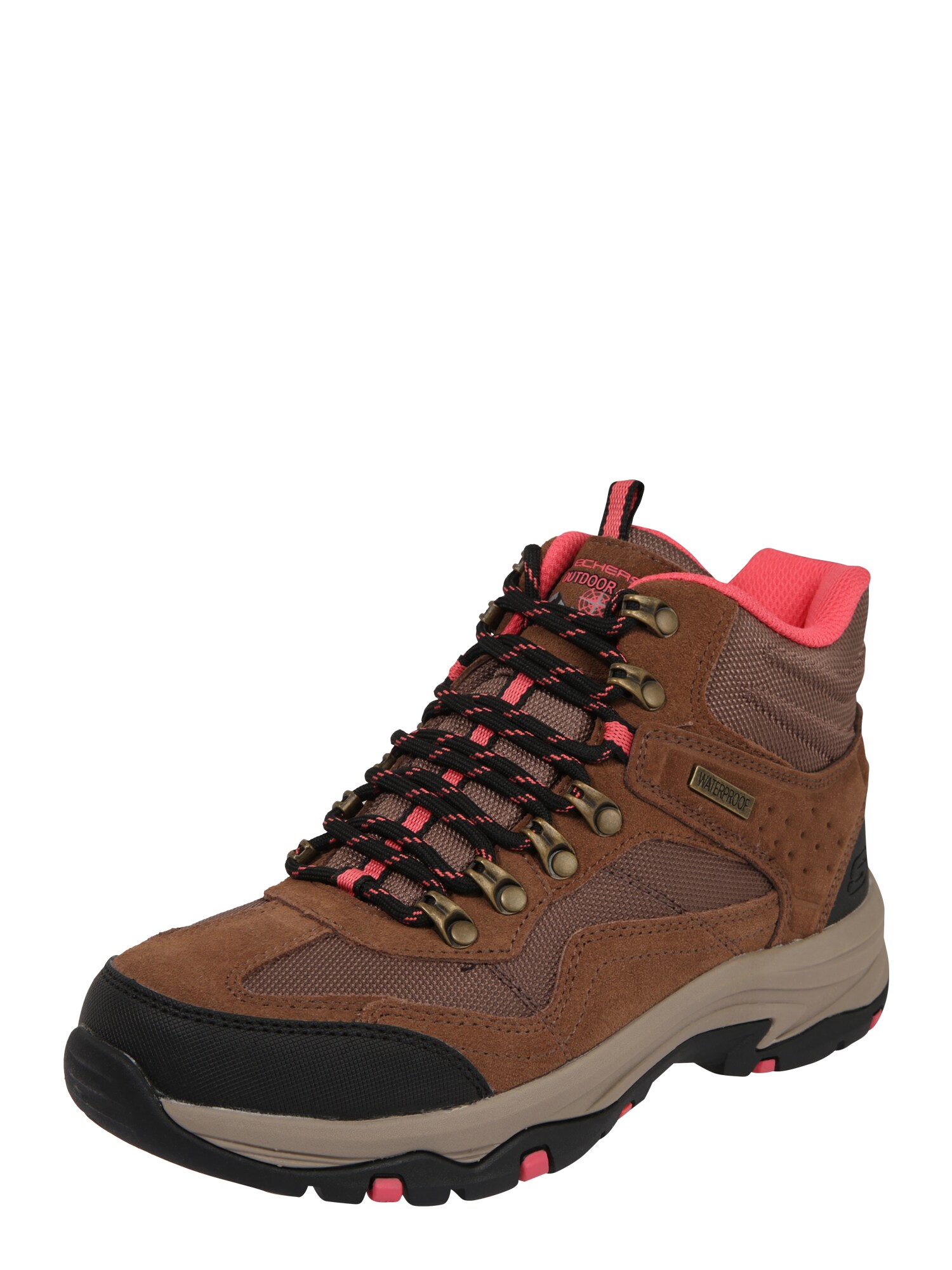 SKECHERS Suvarstomieji kulkšnis dengiantys batai 'TREGO BASE CAMP'  juoda / šviesiai ruda / rožinio aukso spalva / lašišų spalva
