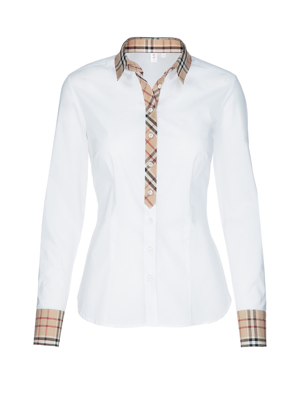 Blus mörkbeige / pastellröd / svart
