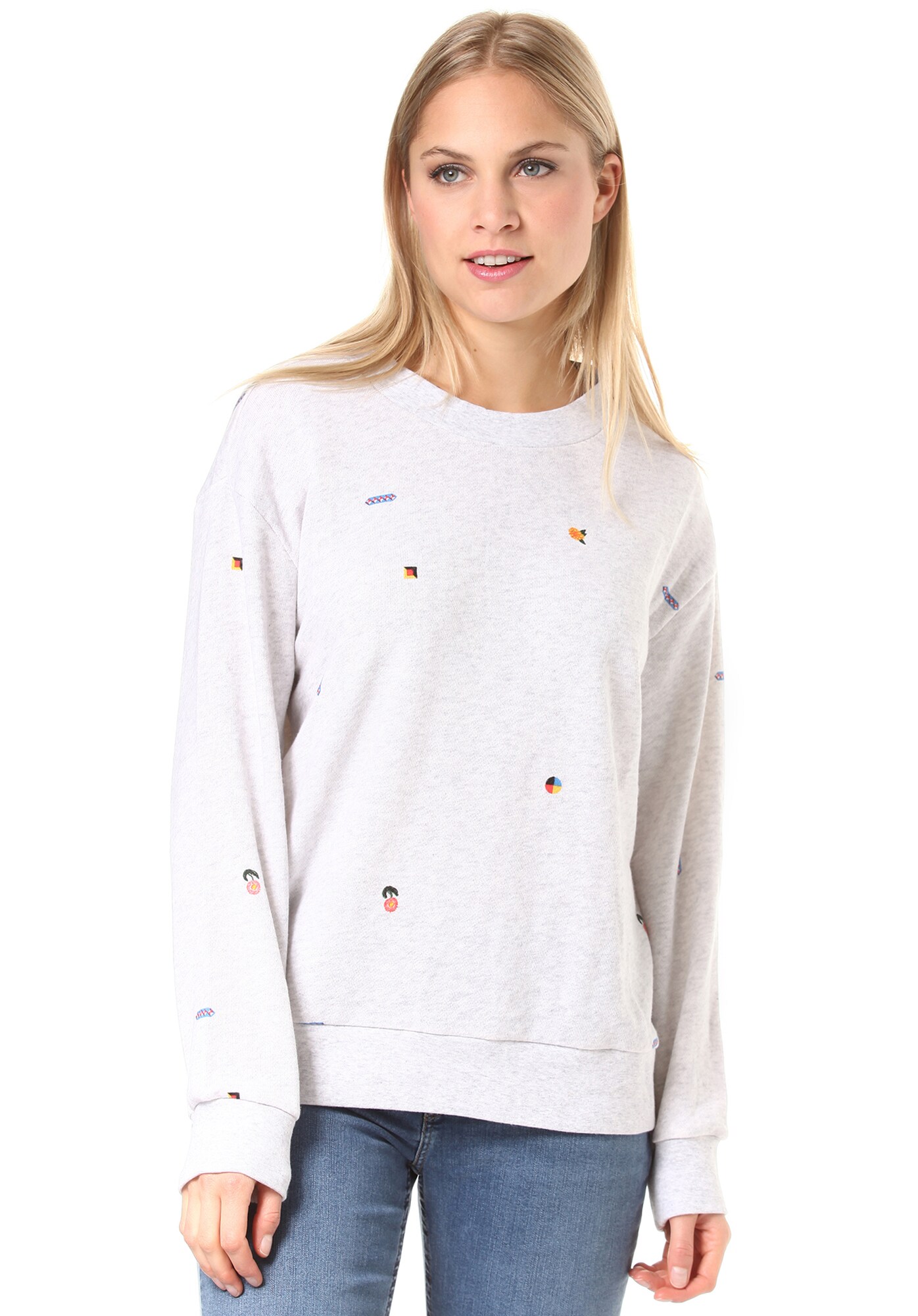 Rvca Dames Sportief Sweatshirt Changes Lichtgrijs Lichtrood rvca kopen in de aanbieding