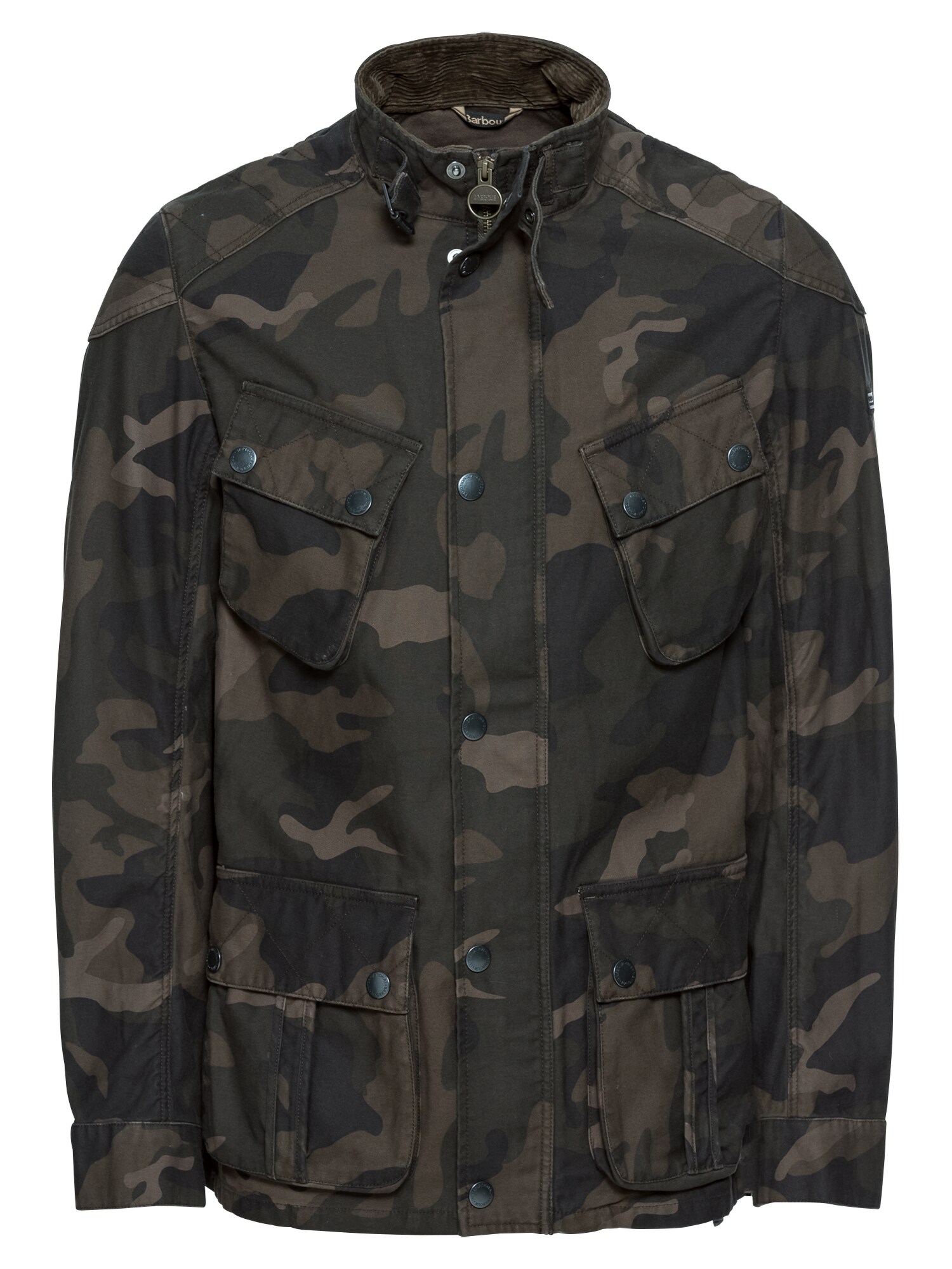 Barbour International Heren Tussenjas Washed Camo Cas Bruin Groen barbour international kopen in de aanbieding