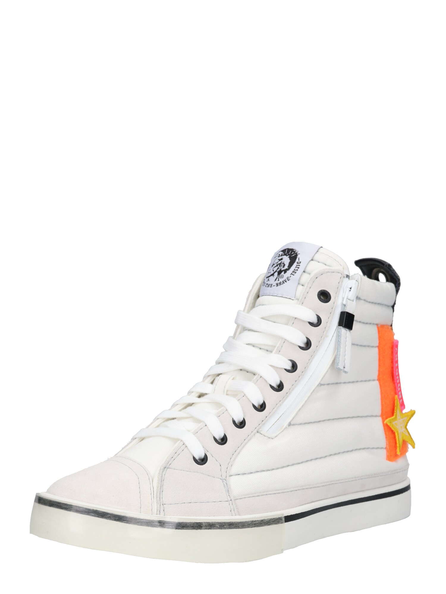 Diesel Heren Sneakers Hoog D Velows D Mid Patch Sinaasappel Wit diesel kopen in de aanbieding