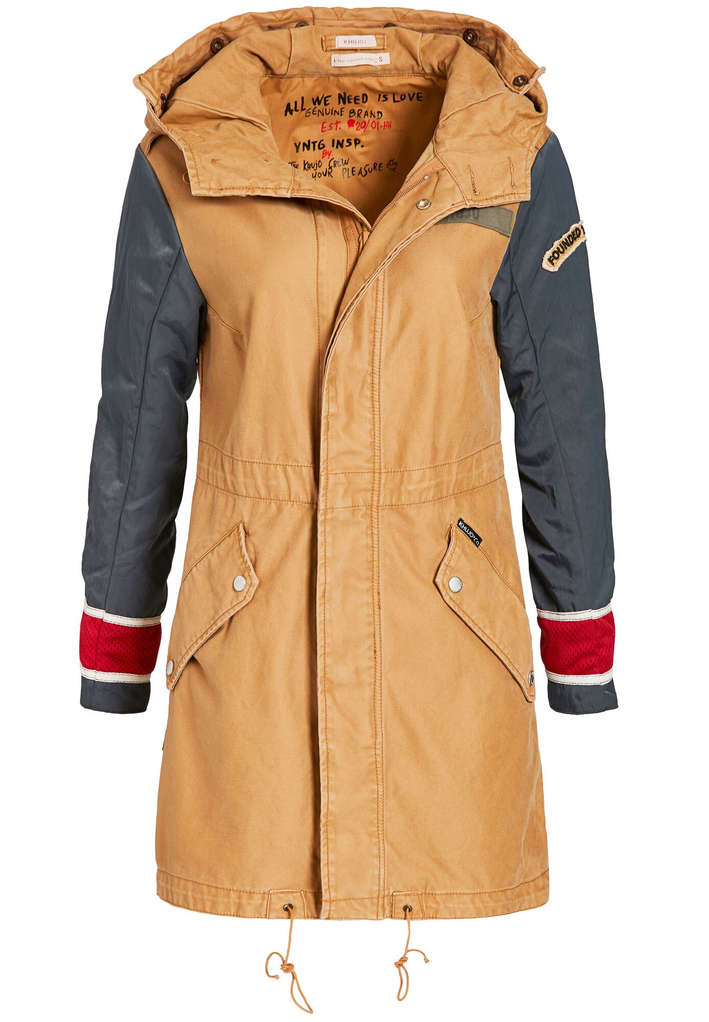 Khujo Dames Tussenmantel Komiya Contrast Sand Duifblauw Rood Wit khujo kopen in de aanbieding