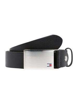 TOMMY HILFIGER Cinturón 'Plaque'  negro / plata