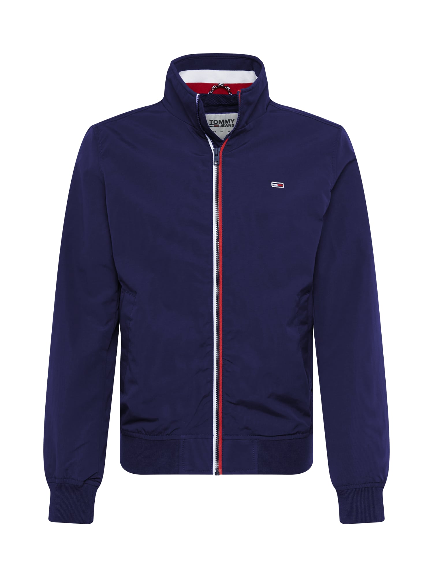 Tommy Jeans Demisezoninė striukė 'ESSENTIAL'  raudona / tamsiai mėlyna / balta