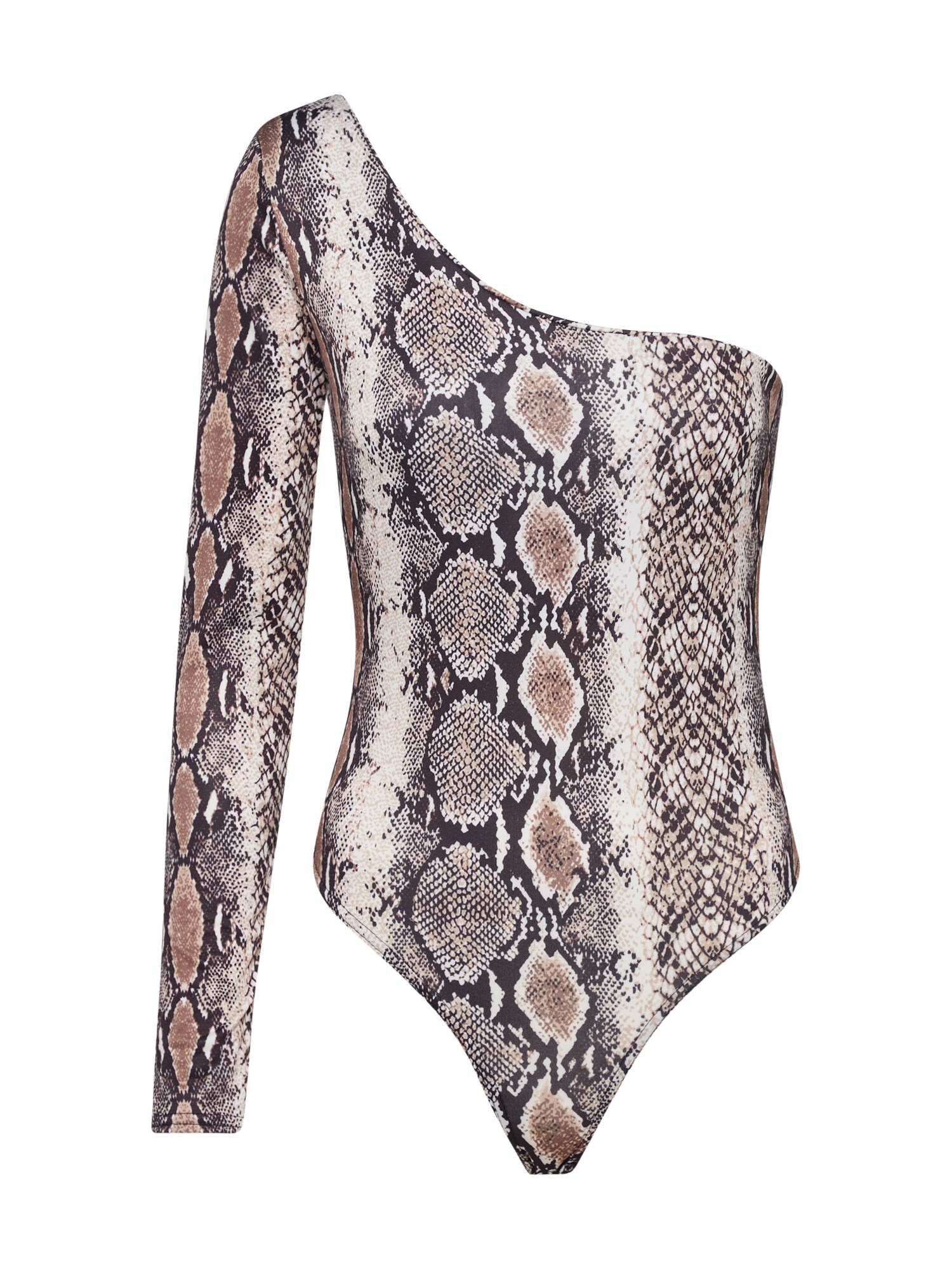 Missguided Marškinėliai 'ONE SHOULDER SNAKE PRINT BODYSUIT'  smėlio / ruda