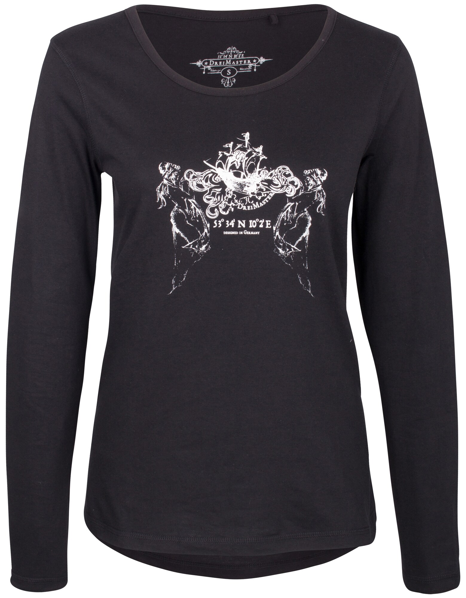 Dreimaster Dames Shirt Zwart Wit dreimaster kopen in de aanbieding
