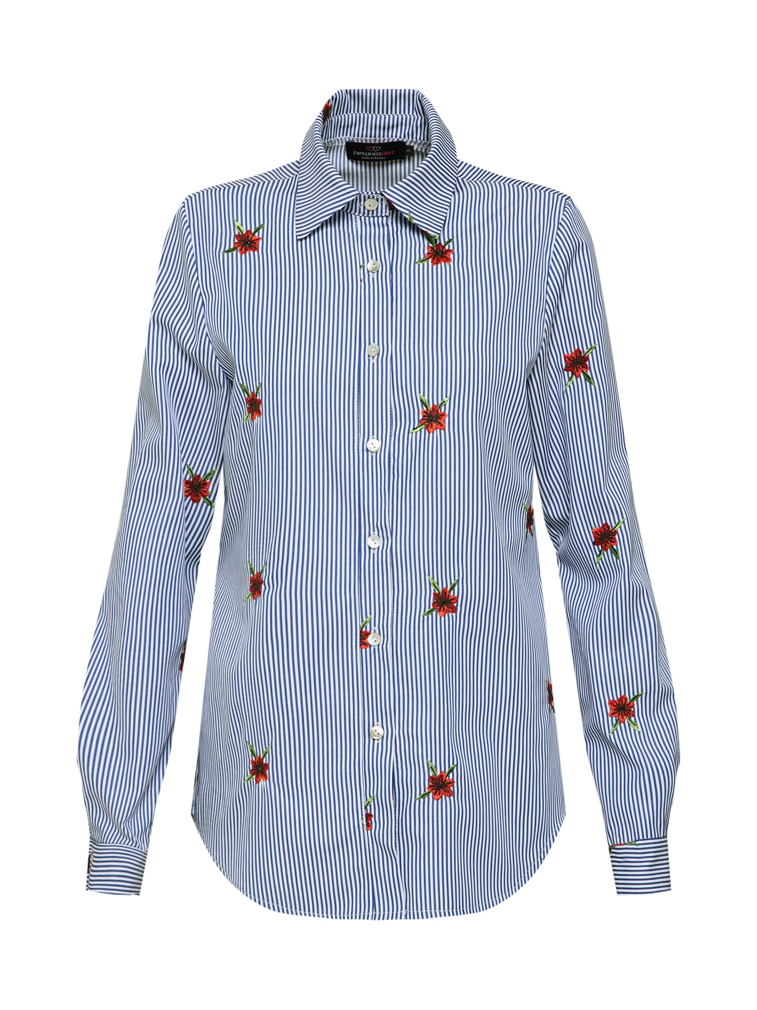 Zwillingsherz Dames Blouse Blauw Rood Wit zwillingsherz kopen in de aanbieding