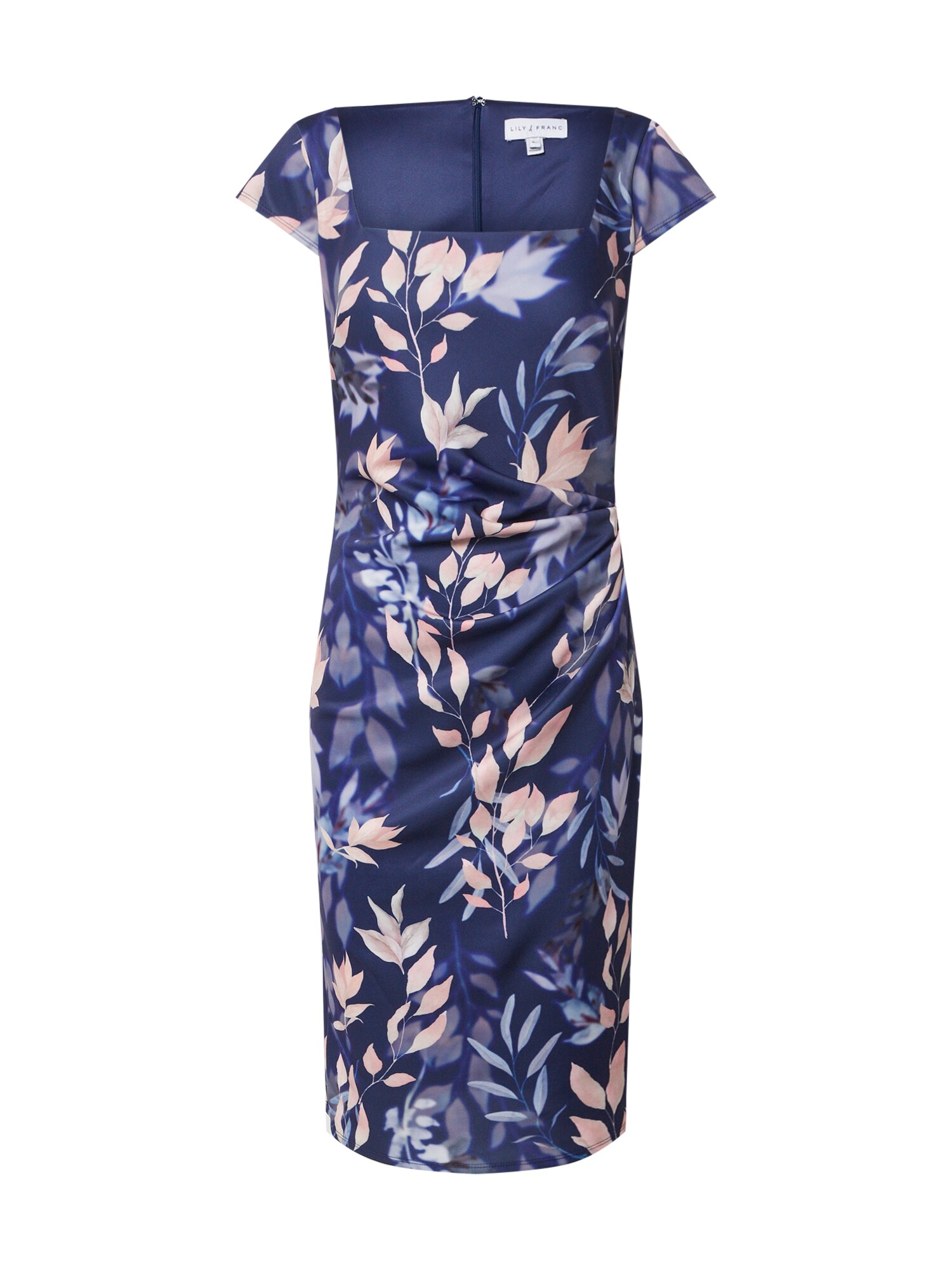 Dorothy Perkins Suknelė 'LILLIE AND FRANK NAVY FLORAL SQUARE NECK DRESS'  mišrios spalvos / tamsiai mėlyna