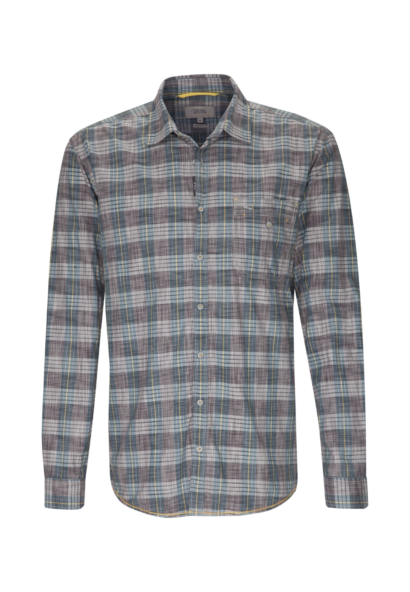 Camel Active Heren Overhemd Mosterd Grijs Donkergrijs Petrol camel active kopen in de aanbieding