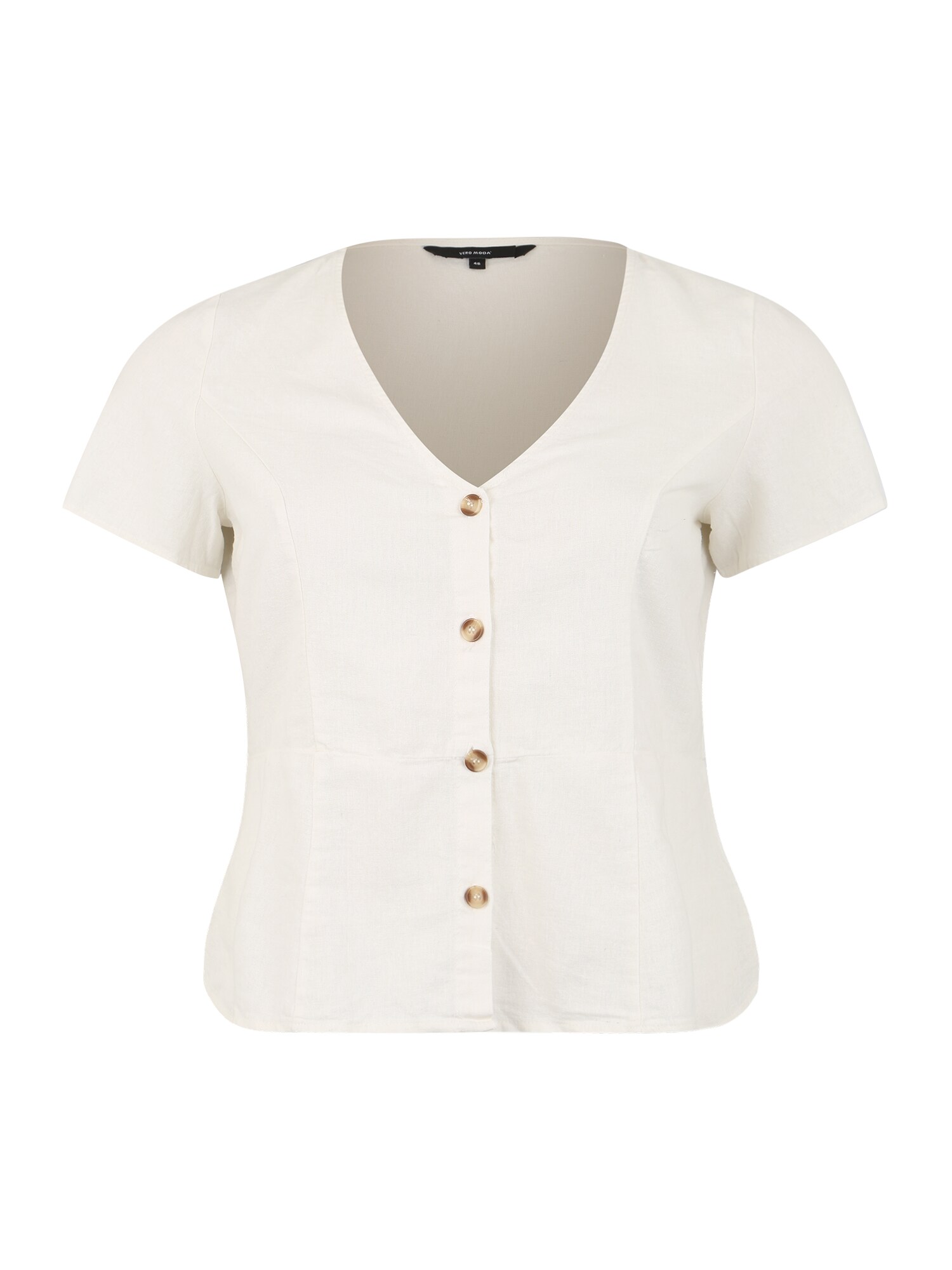 Vero Moda Curve Dames Blouse Anna Milo Lichtbruin Offwhite vero moda curve kopen in de aanbieding