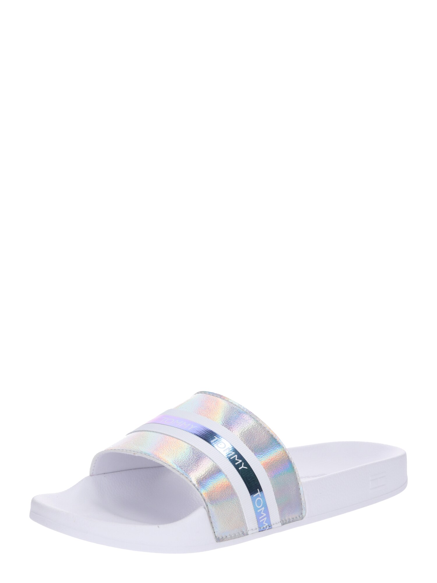 Tommy Hilfiger Dames Muiltjes Zilver Wit tommy hilfiger kopen in de aanbieding