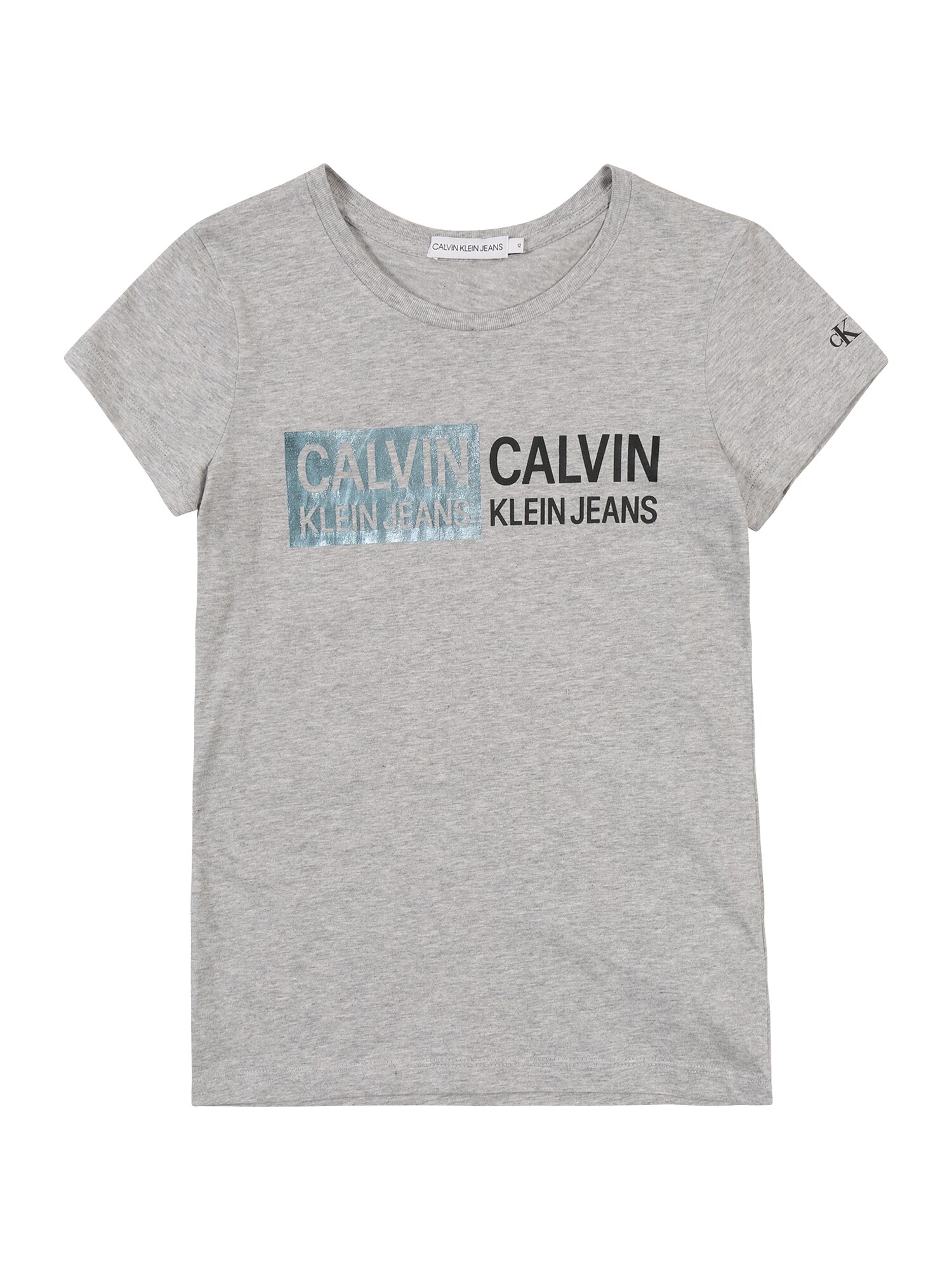 Calvin Klein Jeans Marškinėliai 'STAMP LOGO SLIM FIT'  pilka