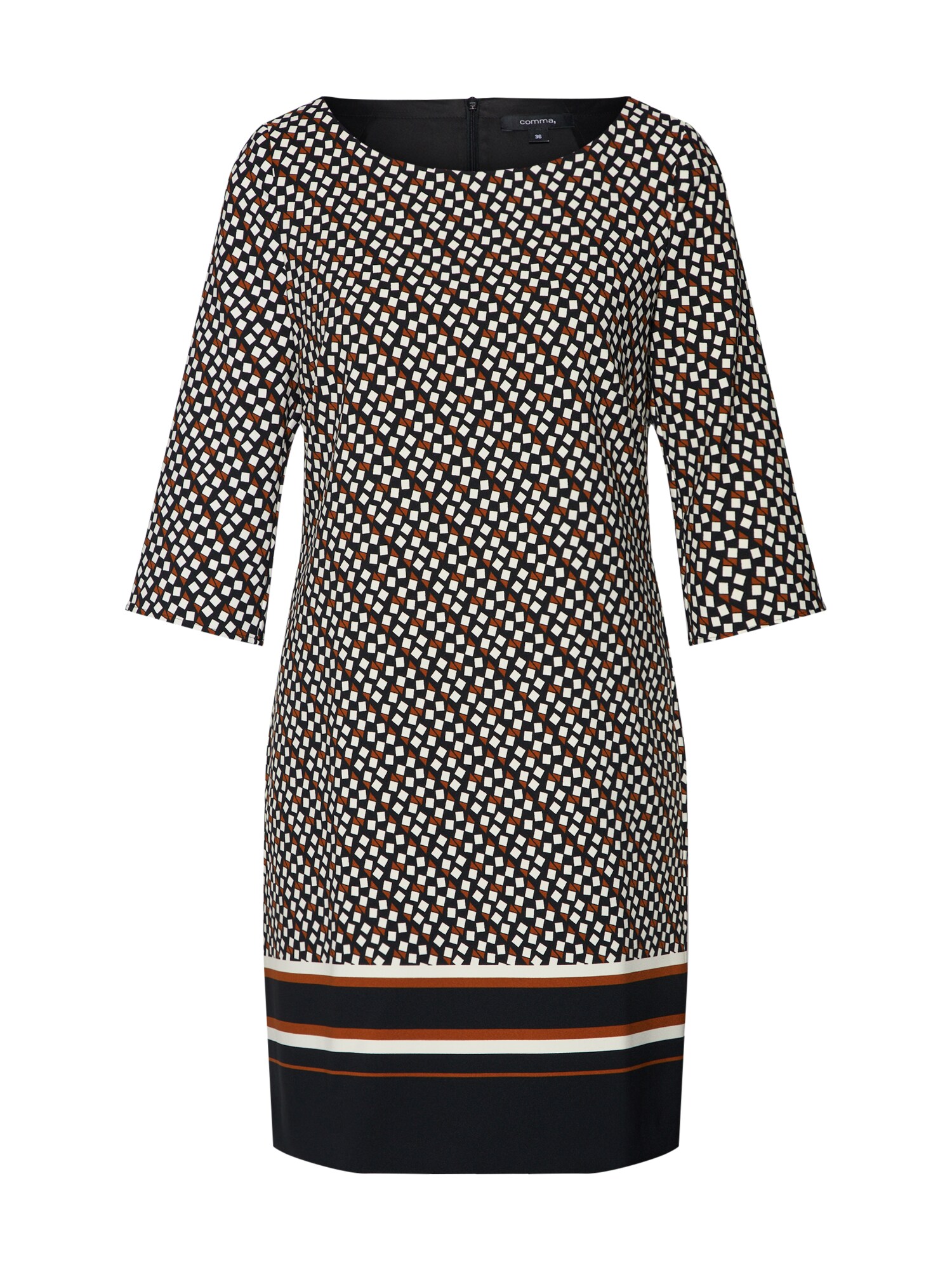 Comma Dames Kokerjurk Bourgogne Zwart Natuurwit comma kopen in de aanbieding