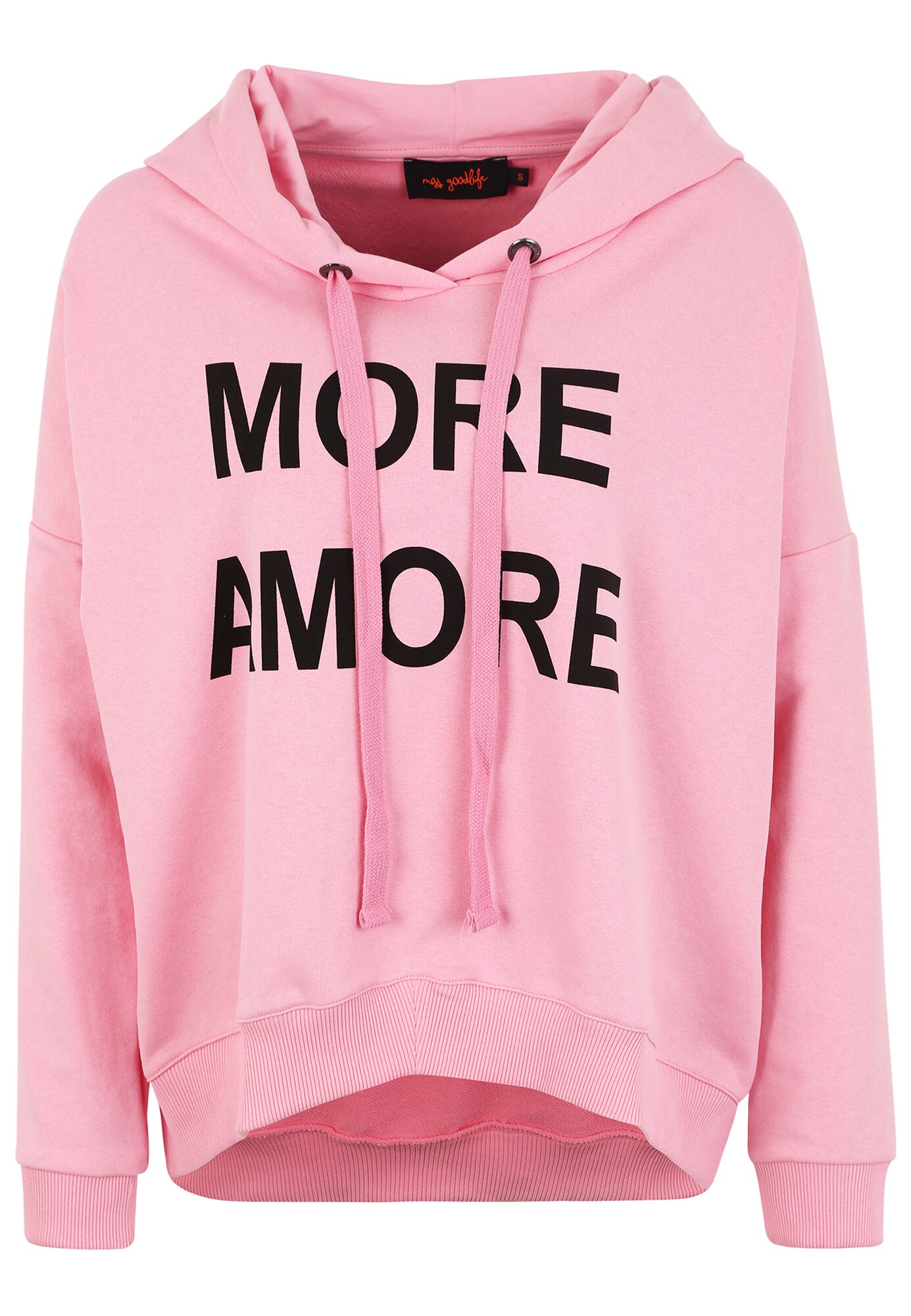 Miss Goodlife Dames Sweatshirt More Amore Pink Zwart miss goodlife kopen in de aanbieding