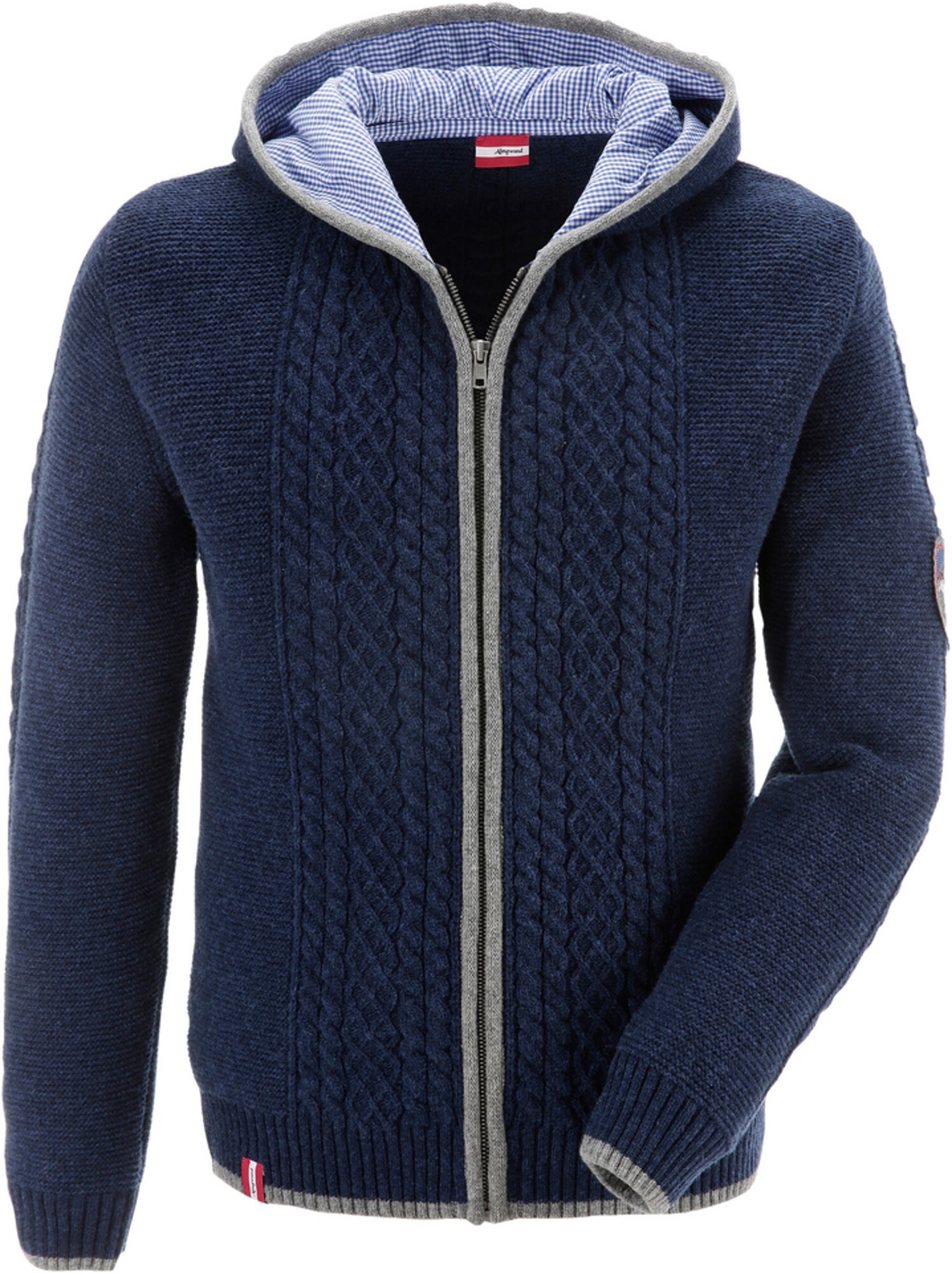 Almgwand Trachtenstrickjacke Herren gefütterter Kapuze dunkelblau