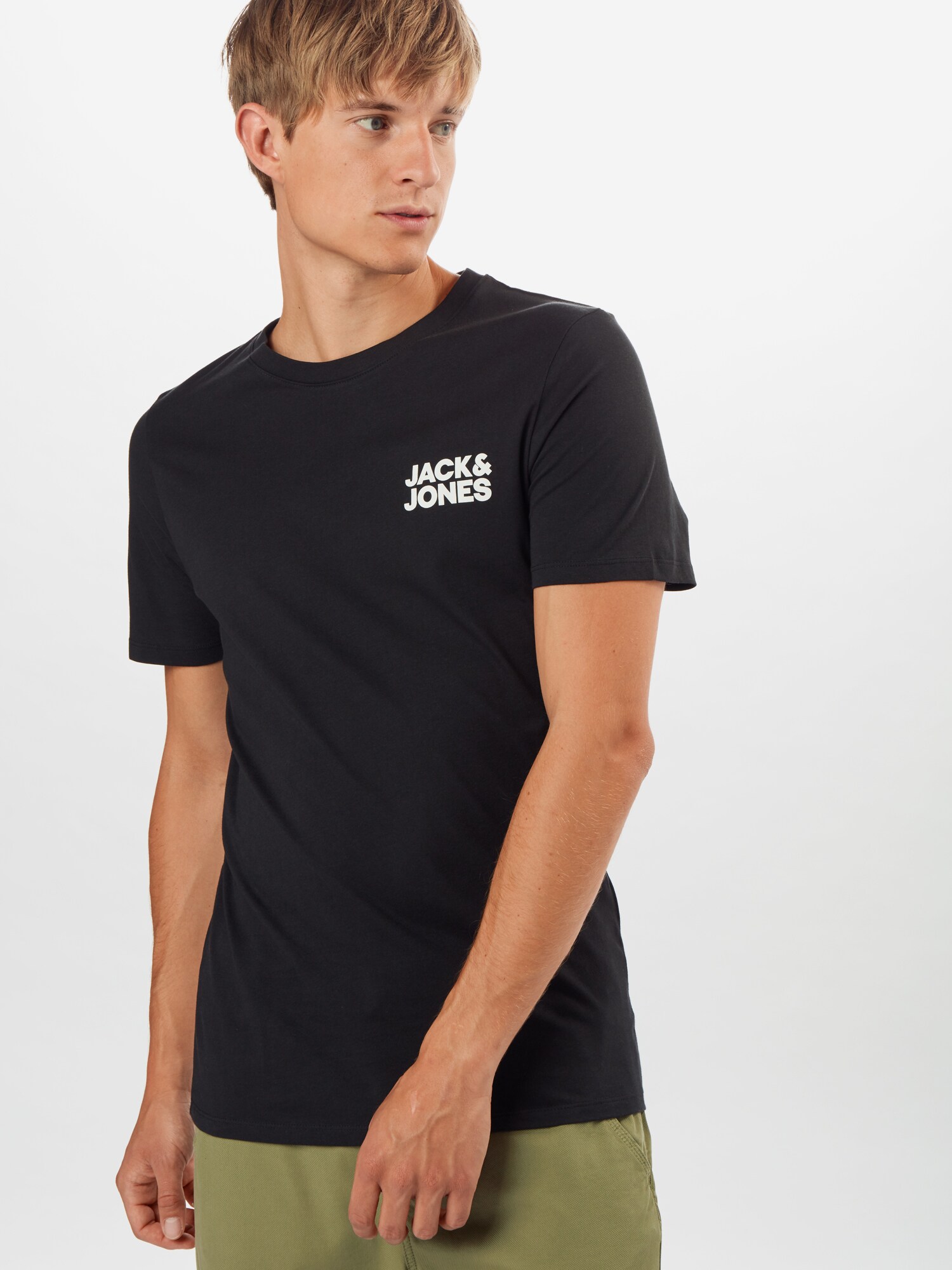 JACK & JONES Póló  fekete / fehér termék 2. képe